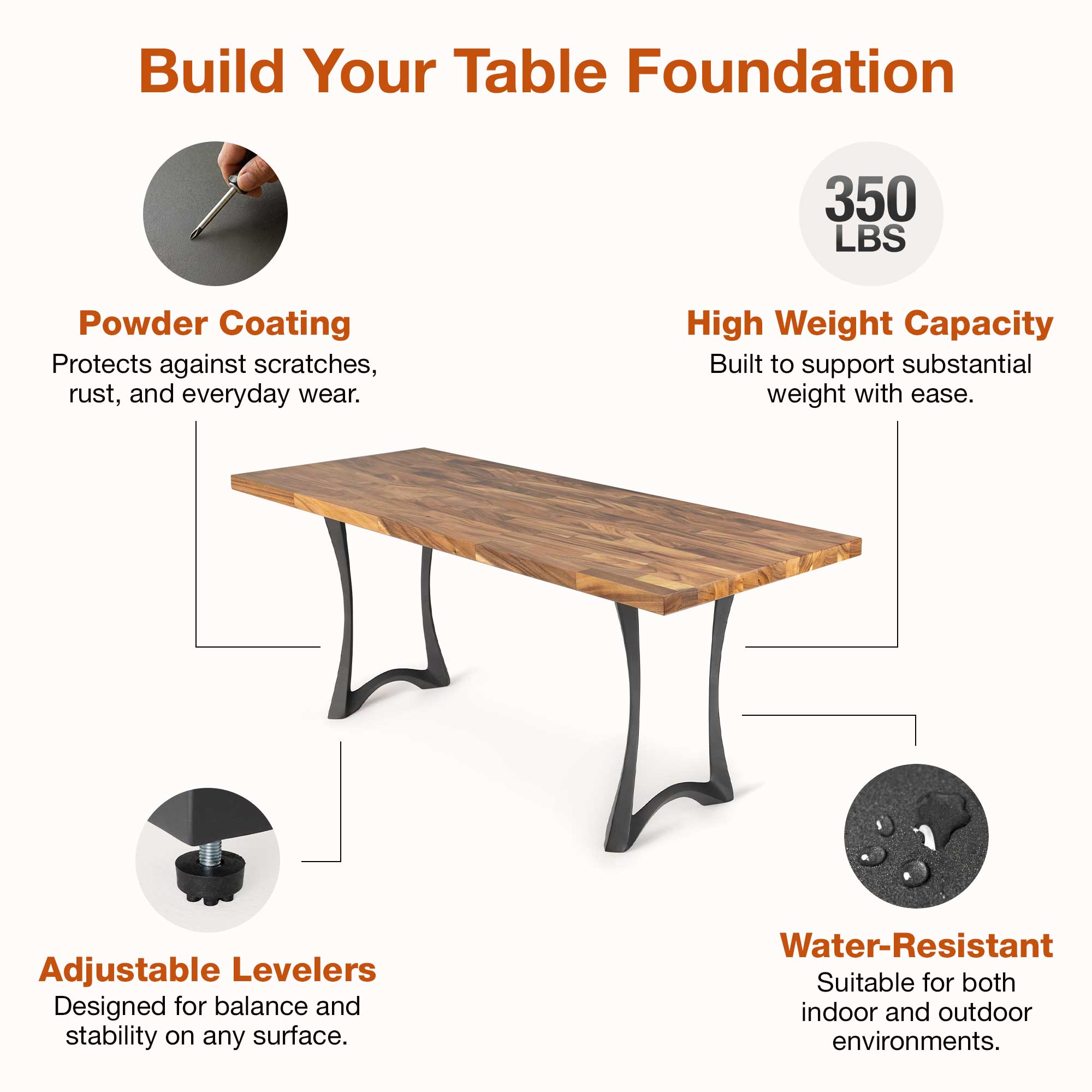 Features of Dining Table with Tangen 28.5" H Metal Table Legs Features