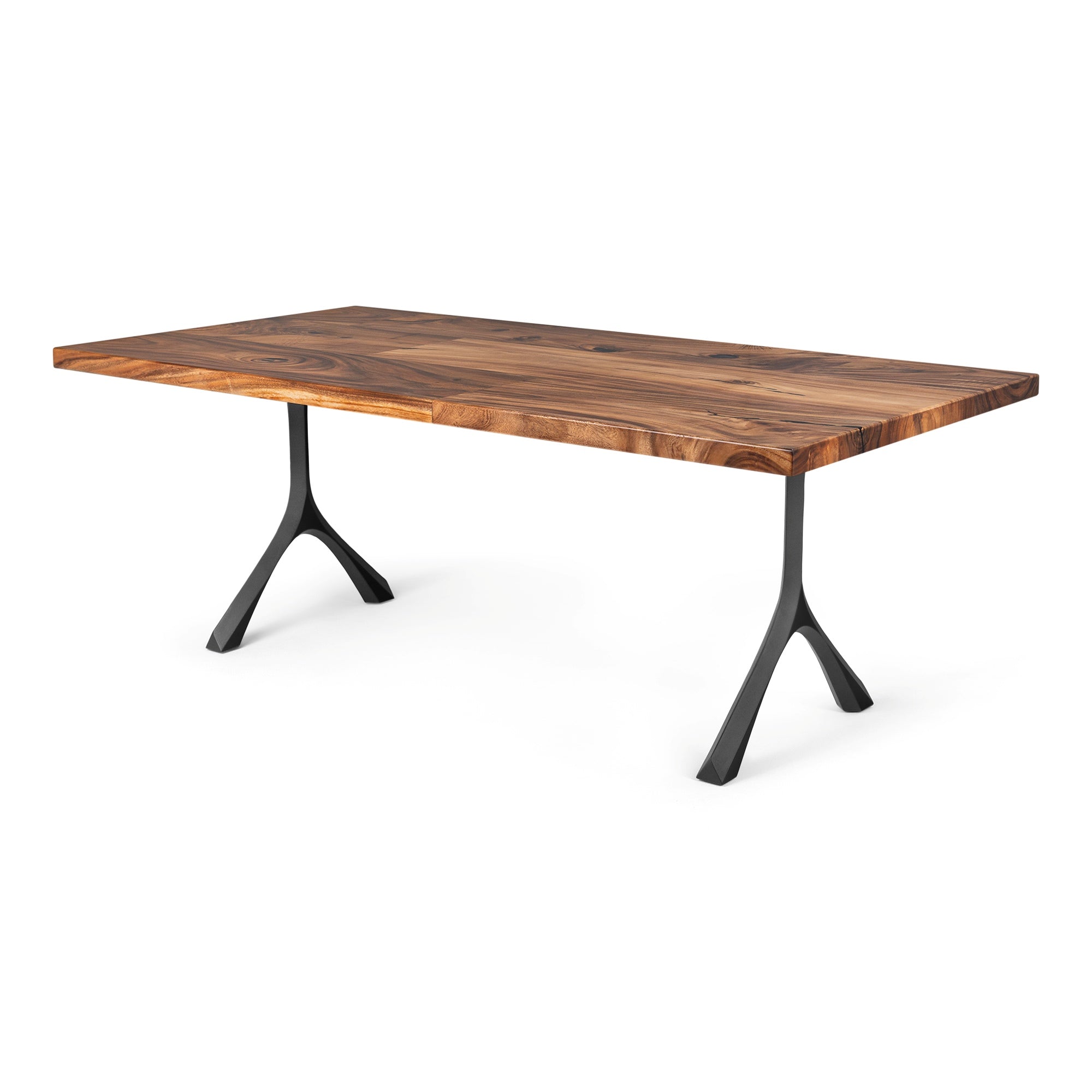 Dining Table with Wilis 28.5" H Steel Table Legs - natural wood table top side white background