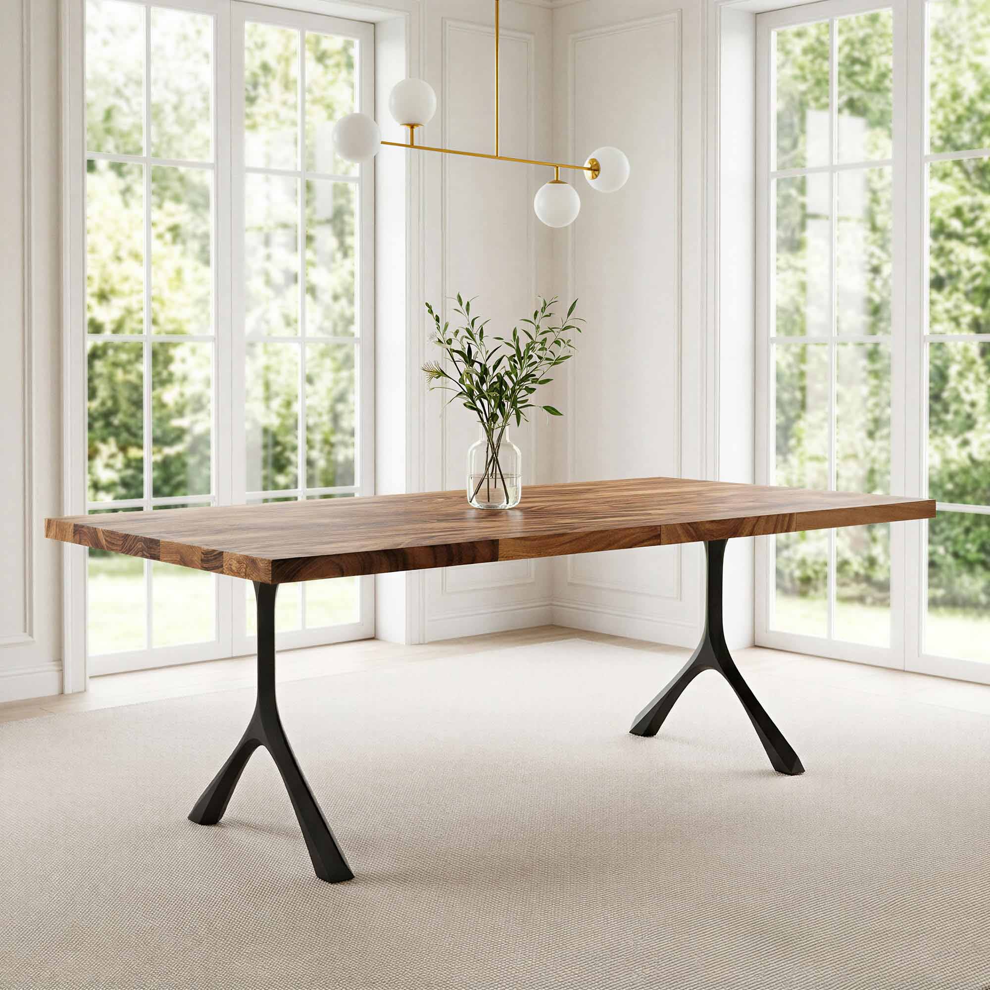 Dining Table with Wilis 28.5" H Steel Table Legs - natural wood side interior