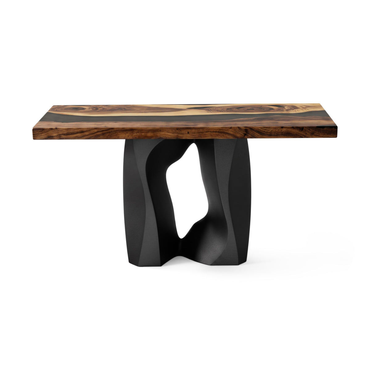 End Table 29" or 48" with Carved Rock Steel Base - 301 Rocky - SRE 48x24 White background