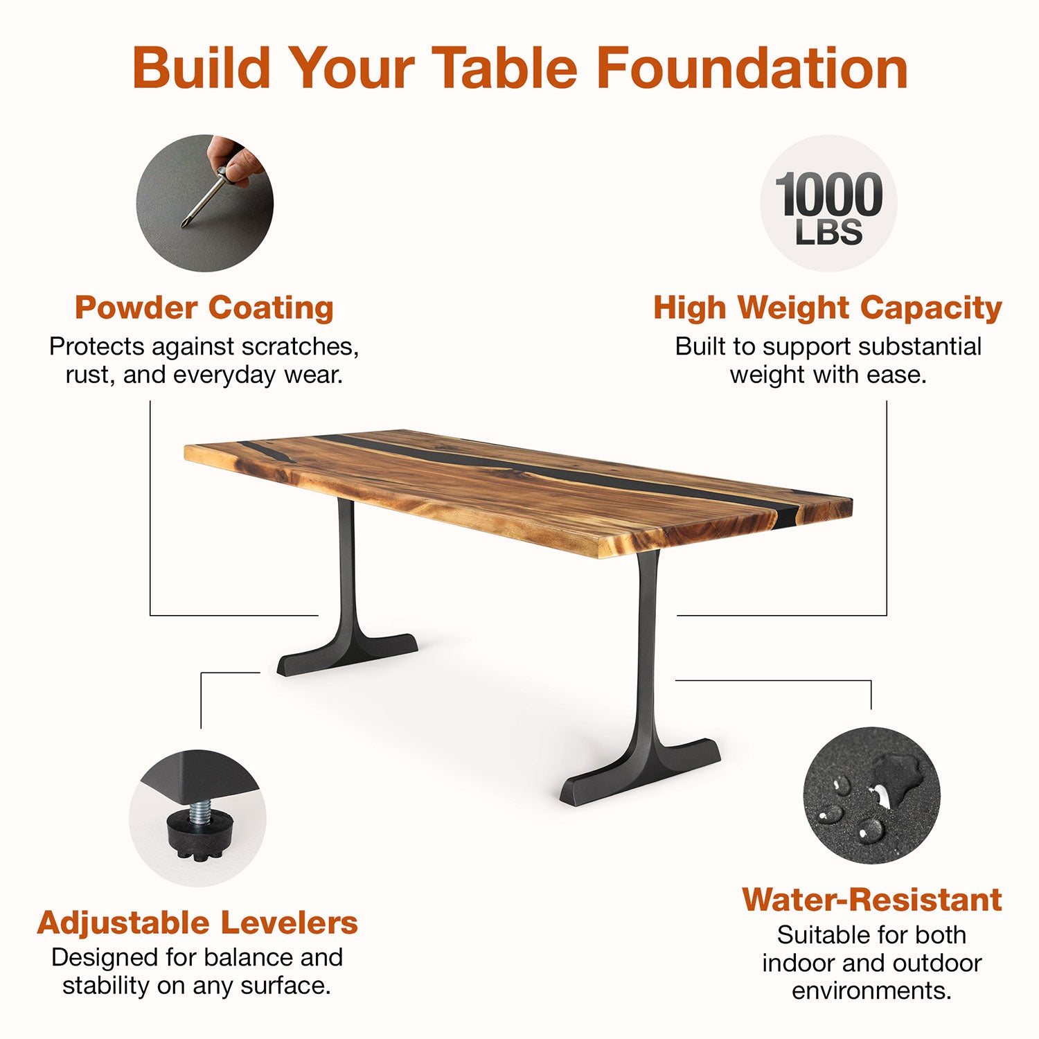 Features of Dining Table with Goblet 28.5" H Steel Table Legs