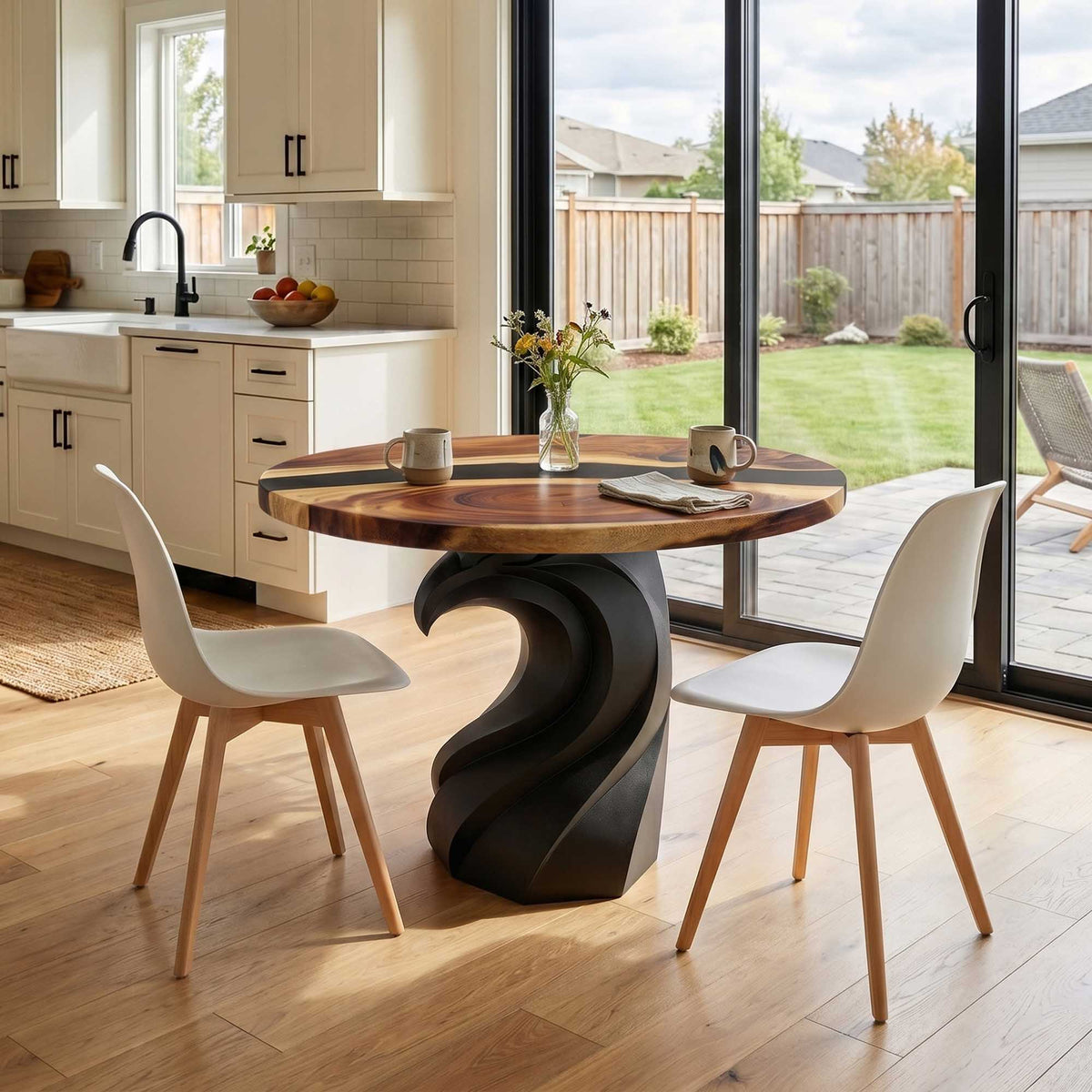 Handcrafted Dining Table with Aquila Table Base for Wood Table Top - thumb