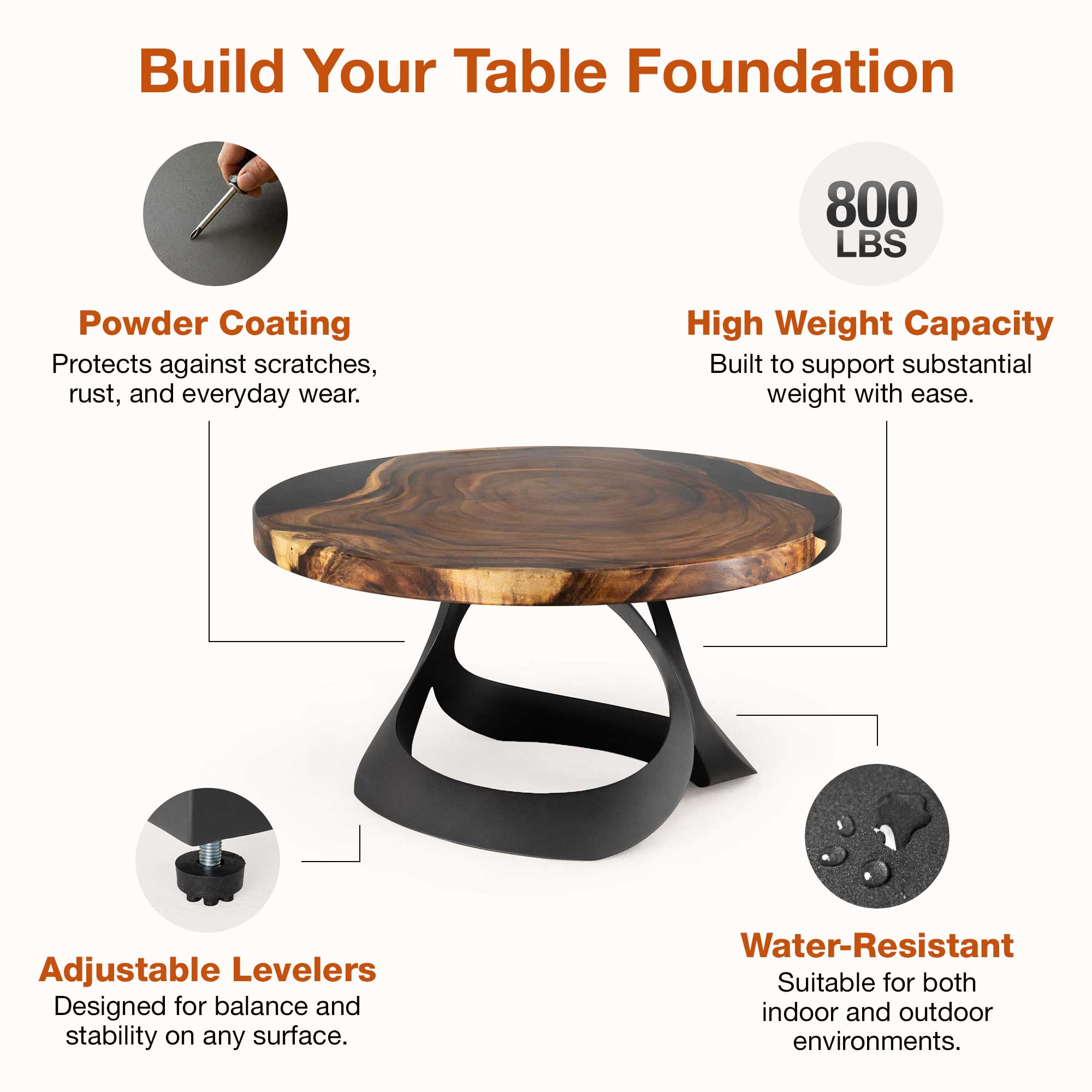Features of Coffee Table with Manta 16" H Metal Table Base for Modern Top