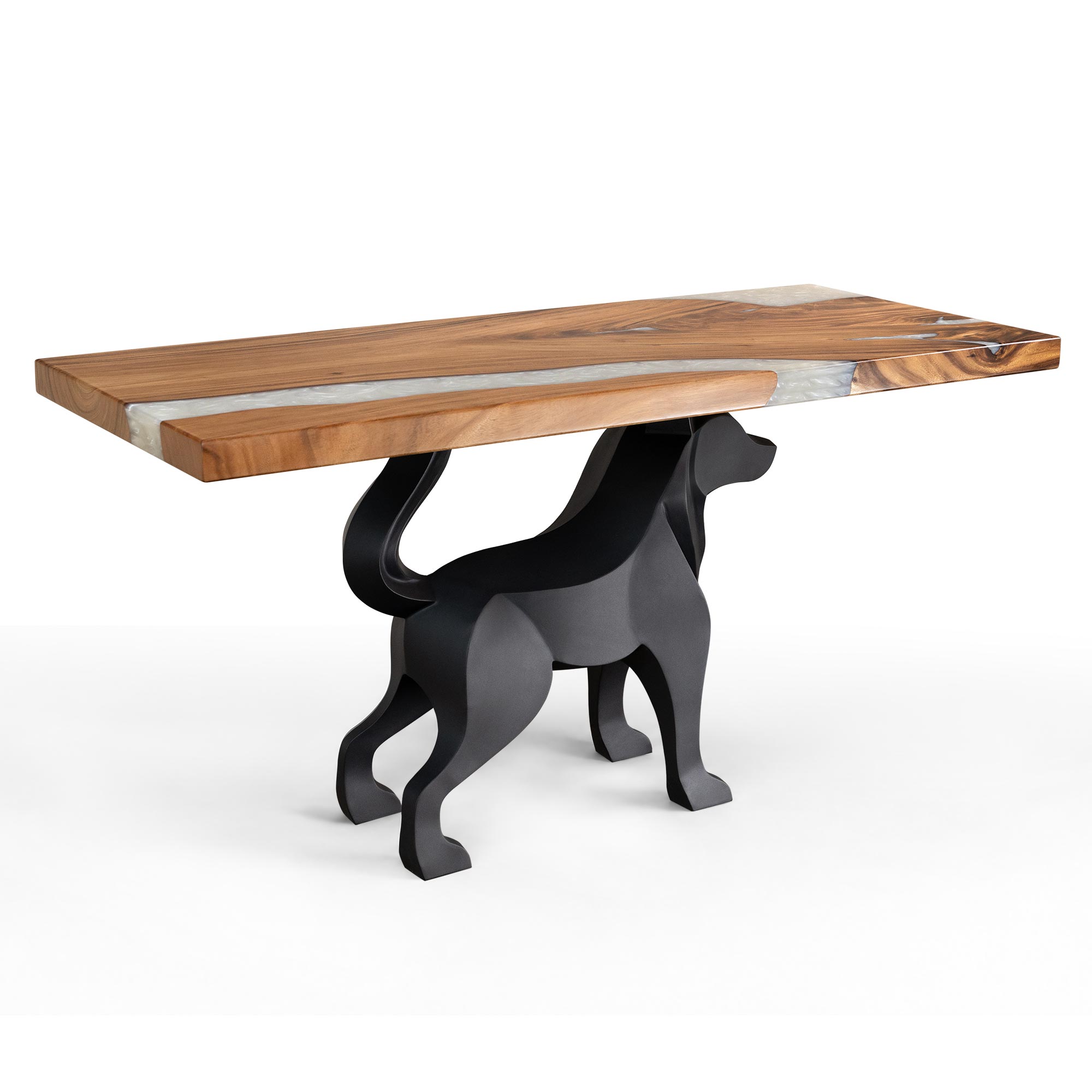 Metal Table Base Canis 28.5" H for Dining Table - epoxy tabletop white background
