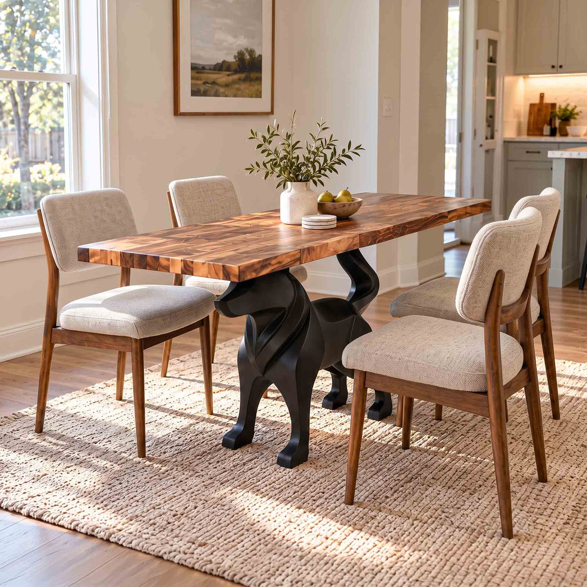 Metal Table Base Canis 28.5" H for Dining Table - BB-SRE60x24 Interior
