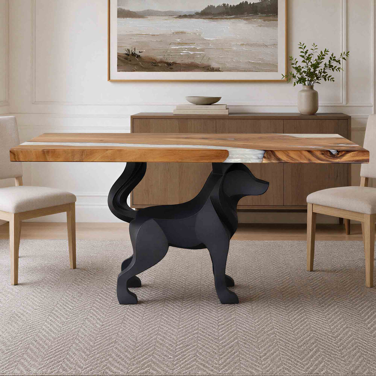 Metal Table Base Canis 28.5" H for Dining Table - thumb