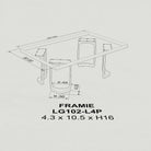 Metal Table Base Framie 16" H High Side Natural Wood Table base and top dimension 3d drawings