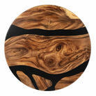 Metal Table Base Framie 16" H High Side Natural Wood Table - close-up of round table top white background