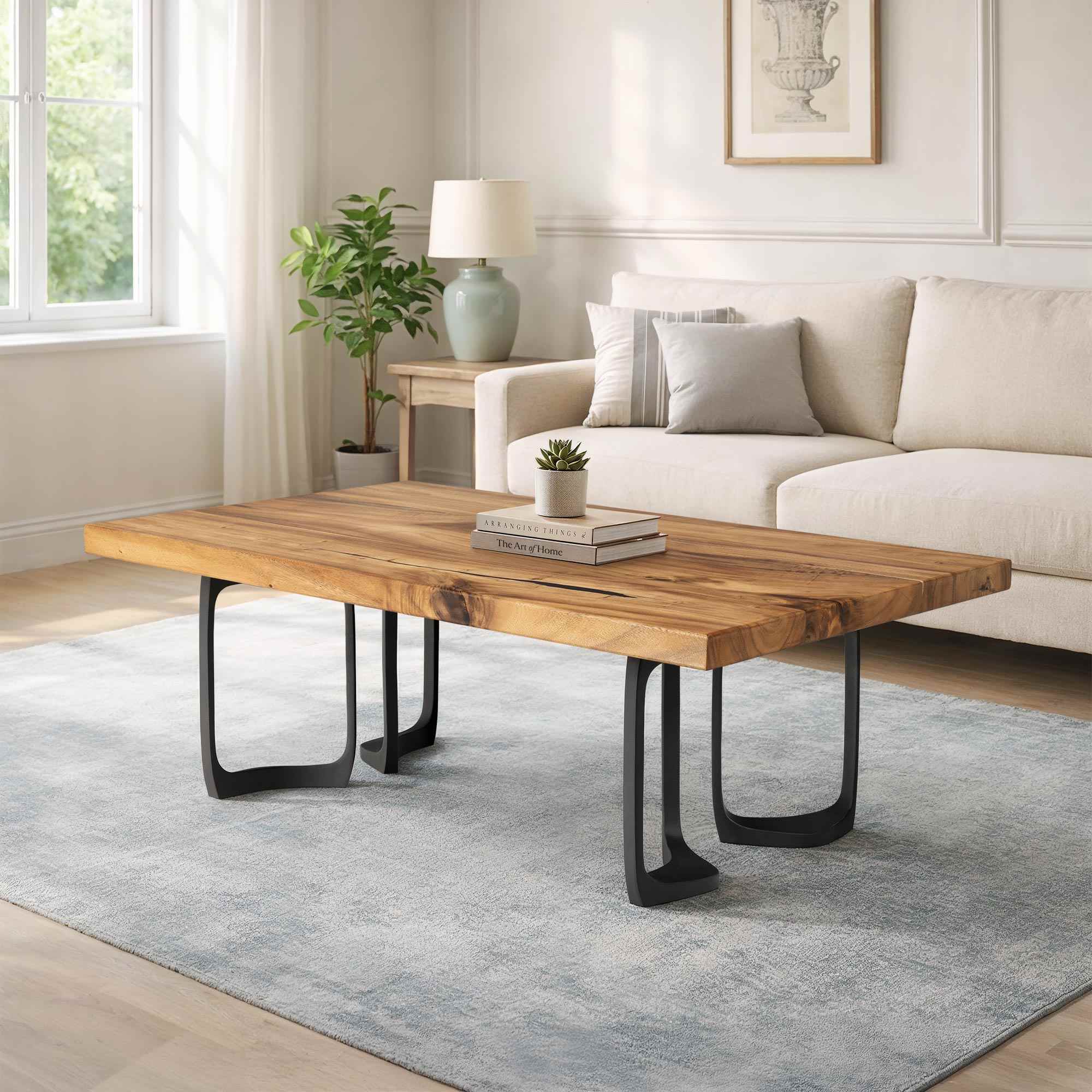 Metal Table Base Framie 16" H High Side Natural Wood Table interior