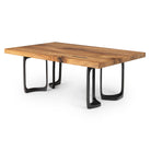 Metal Table Base Framie 16" H High Side Natural Wood Table - rectangle table top white background