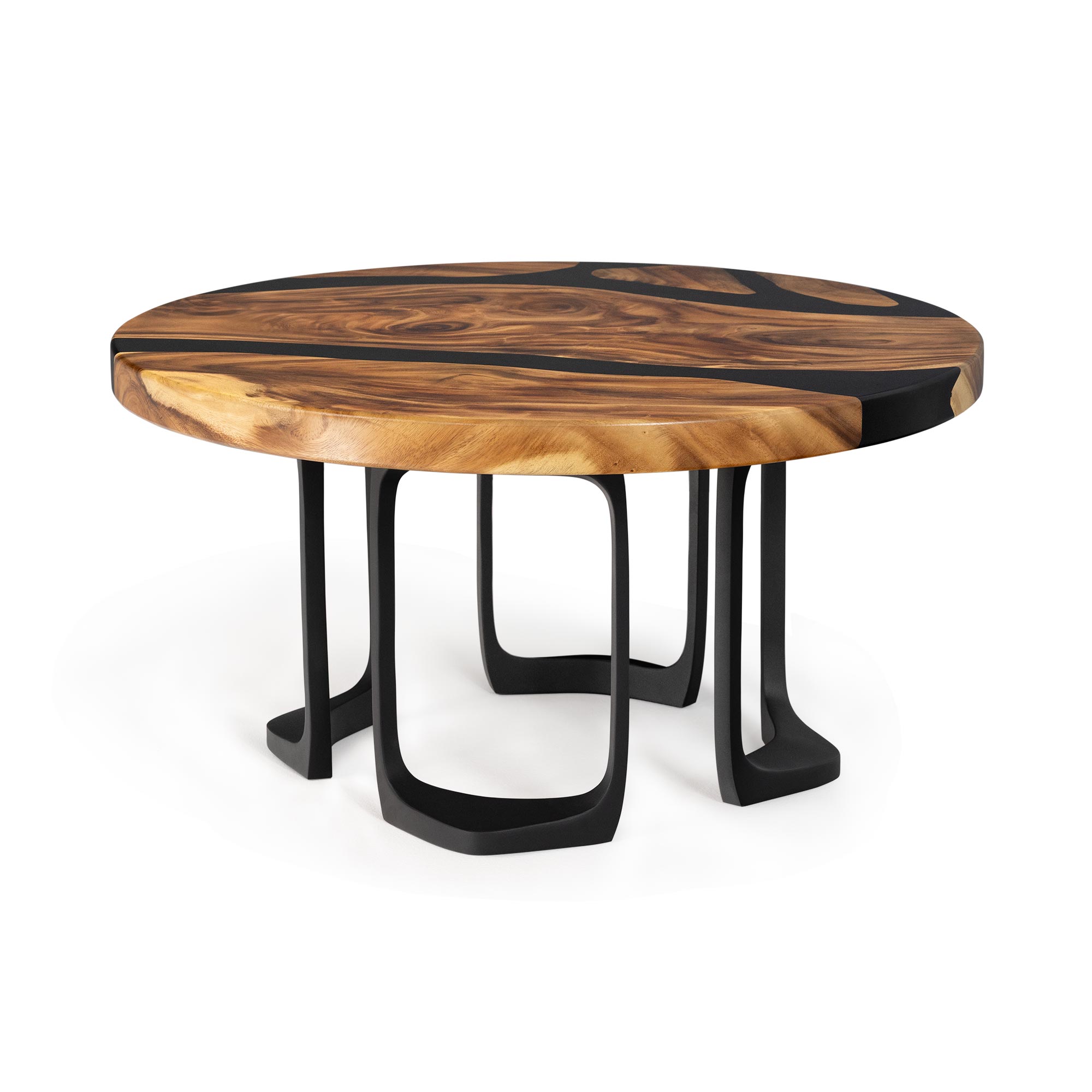 Metal Table Base Framie 16" H High Side Natural Wood Table - round table top white background