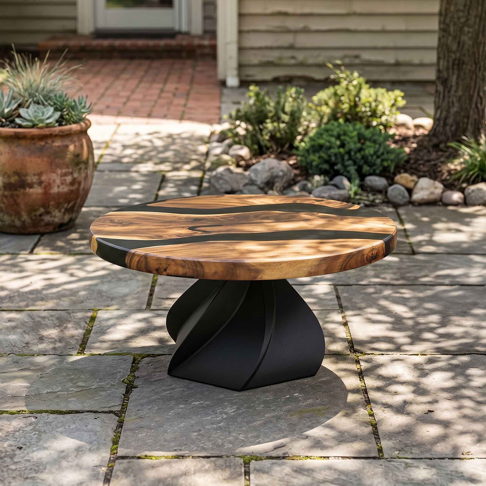Coffee Table with Papao 16" H Table Base for Industrial Natural Wood