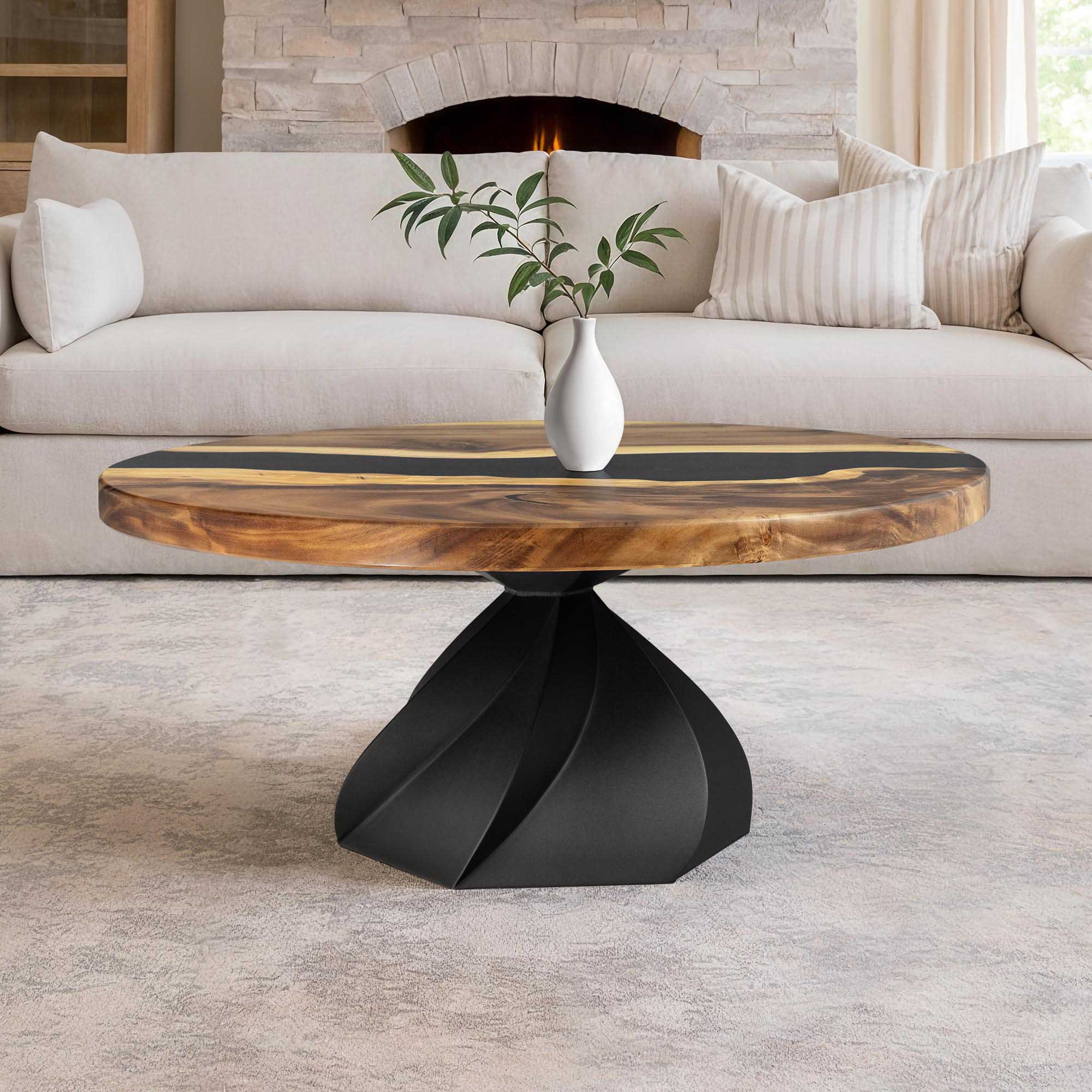 Metal Table Base Papao 16" H for Coffee Wood Table - Interior 