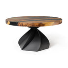 Metal Table Base Papao 16" H for Coffee Wood Table - round table top white background