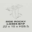 Metal Table Base Side Rocky 28.5" H for Console Table - base and top dimension 3d drawings