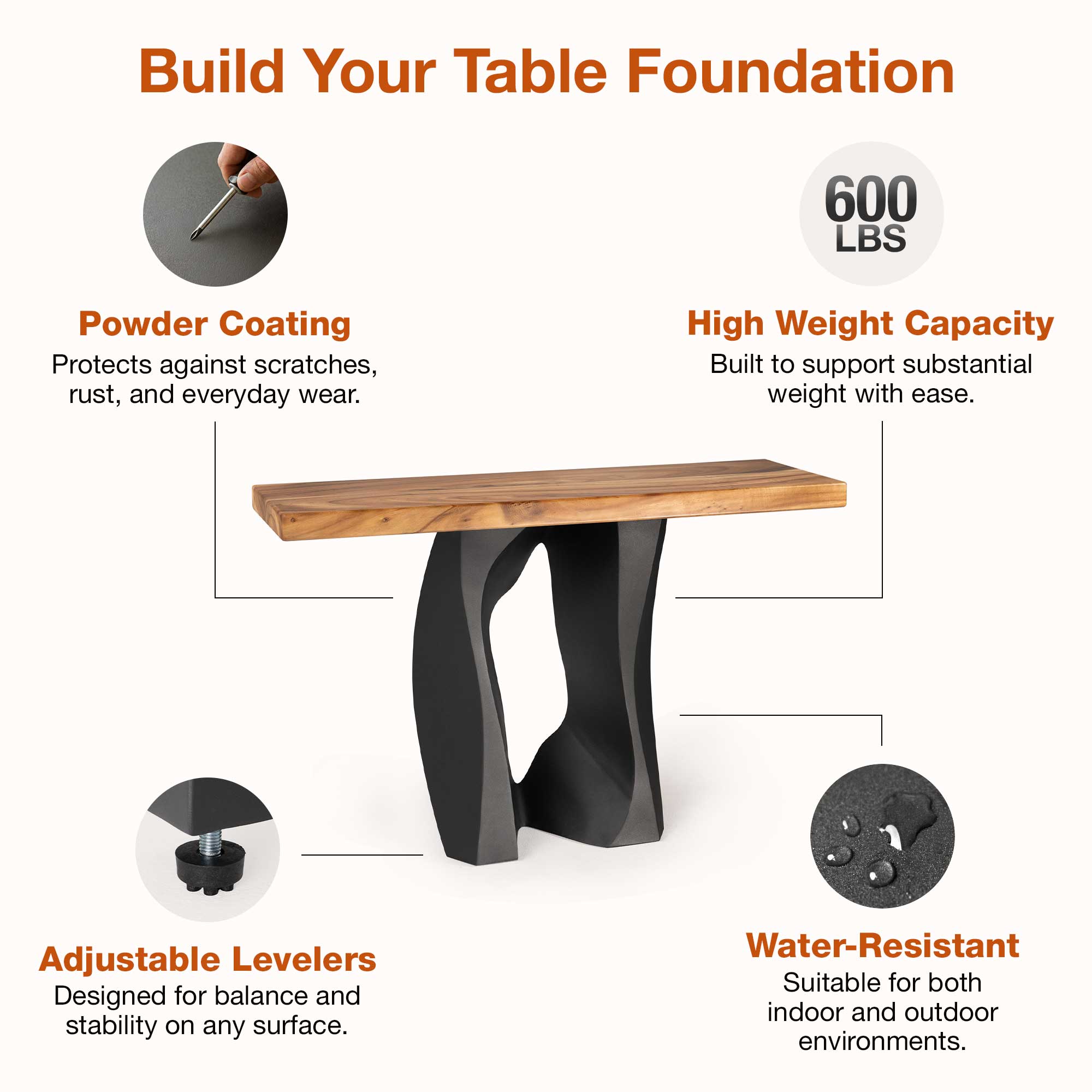 Features of Console Table with Rocky 28.5" H Metal Table Base for Modern Entryway