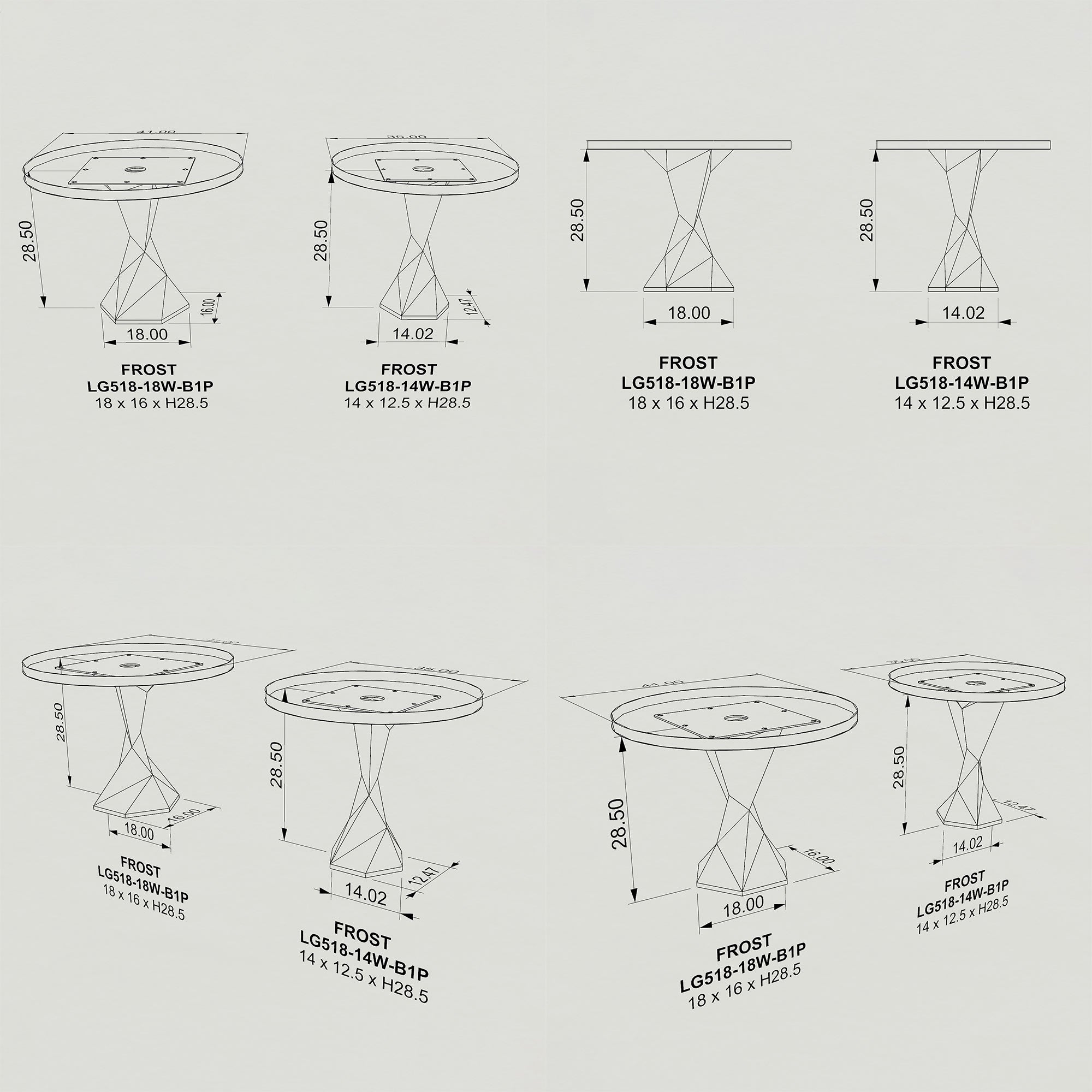 Modern Dining Table with Frost 28.5" H Steel Table Base - 3d drawings 