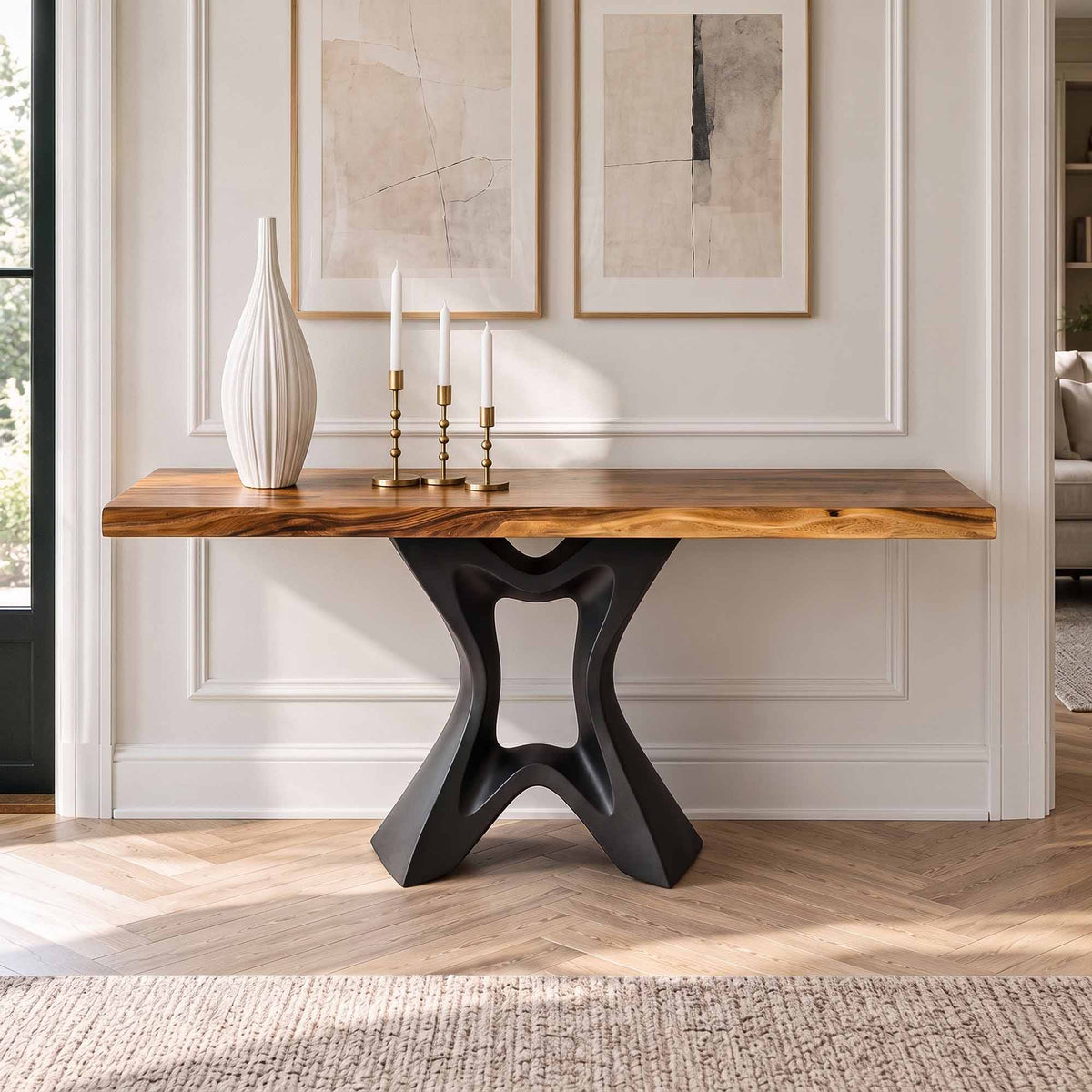 Narrow Console Table 47" or 60" Natural Wood for Hallways - 513 Tangen - NA-SRE60x15 Thumb