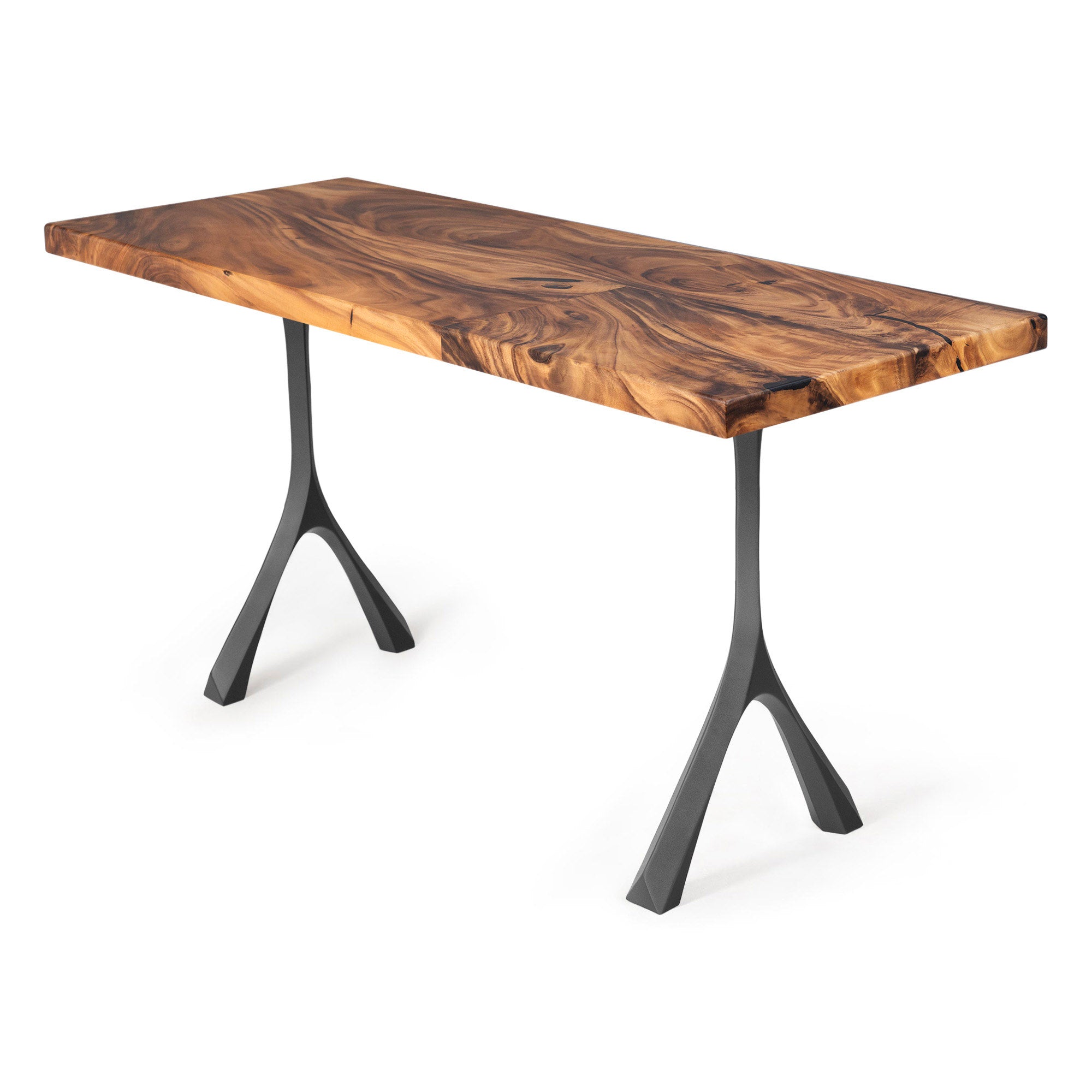 Natural Dining Table with Wilis 28.5" H Metal Table Legs - natural wood tabletop side white background