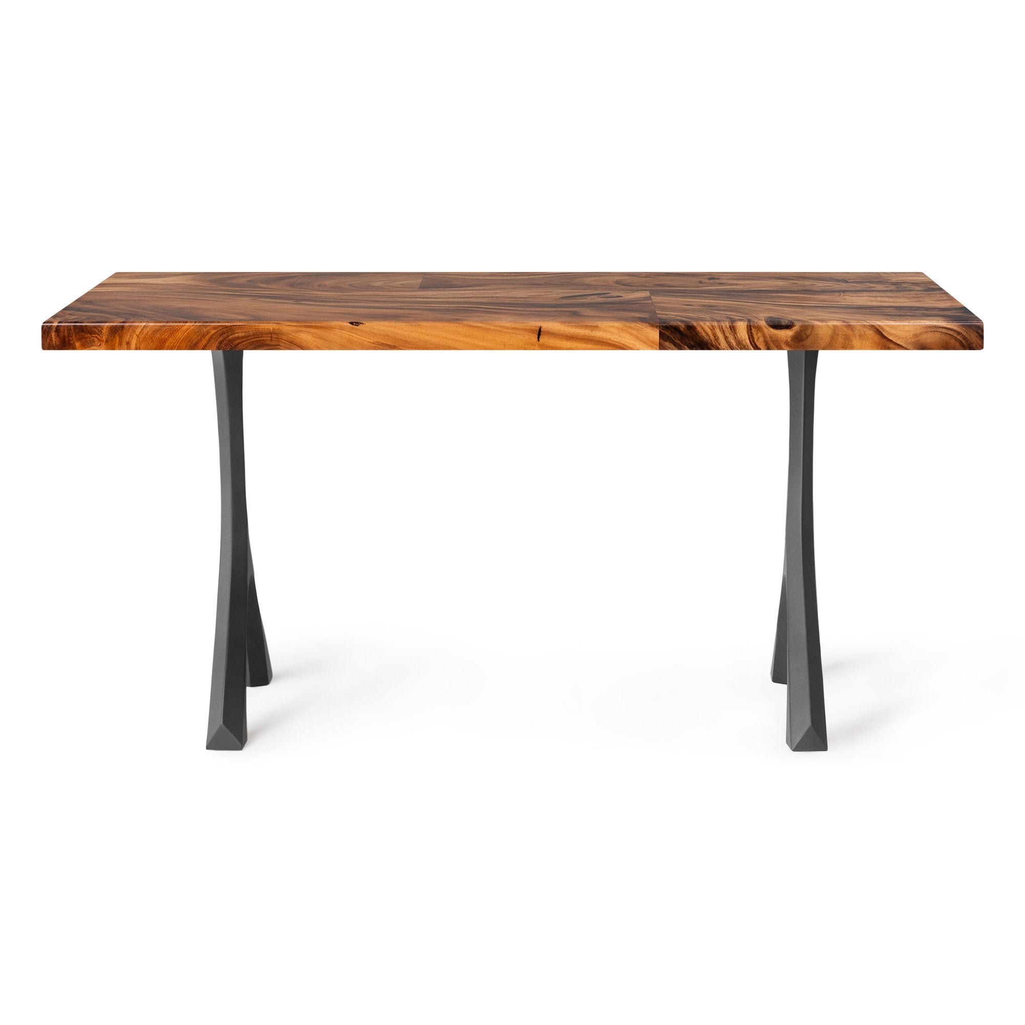 Natural Dining Table with Wilis 28.5" H Metal Table Legs - natural wood tabletop center white background