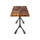 Natural Dining Table with Wilis 28.5" H Metal Table Legs - natural wood tabletop top angle white background