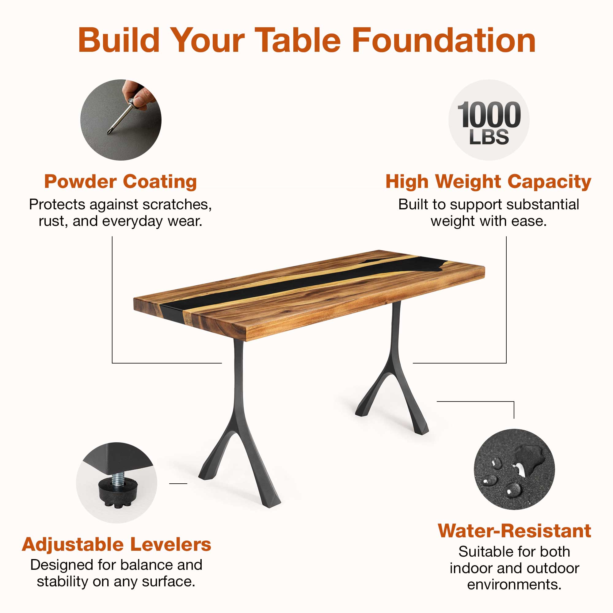Features of Natural Dining Table with Wilis 28.5" H Metal Table Legs