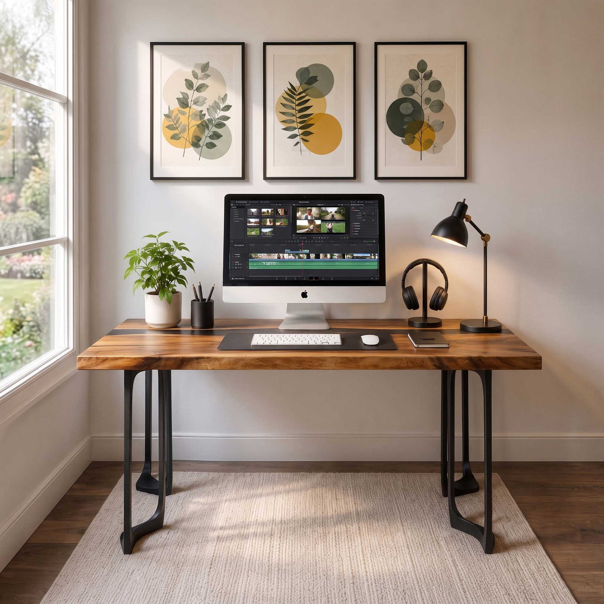 Office Desk with Framie Metal Table Legs for Modern Workspace - Epoxy top interior