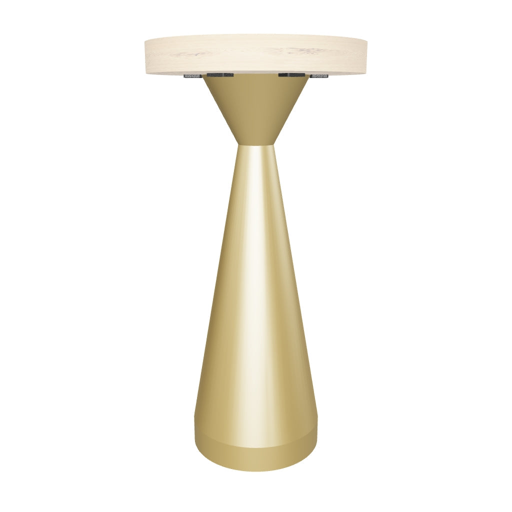 Console Table with Flux Gold 28"H x  10"D Steel Table Base - round epoxy 15" - AR media