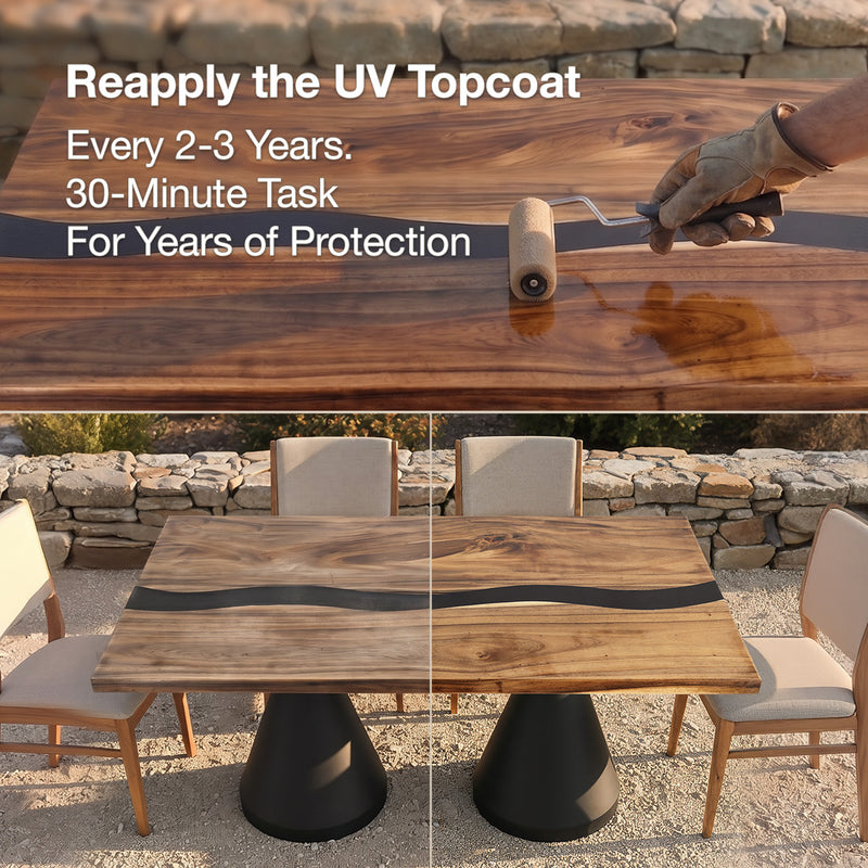 wooden dining table outdoors