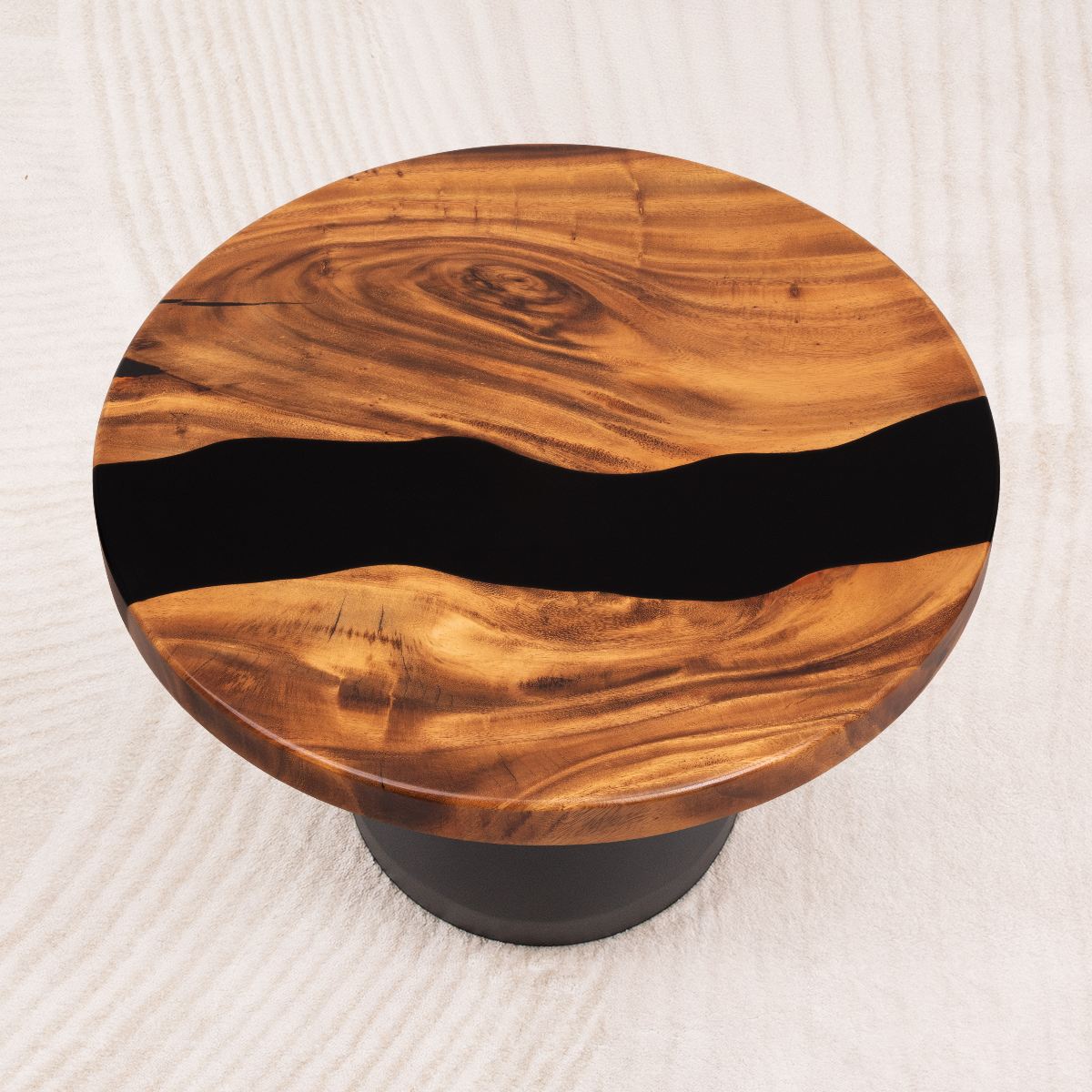 Round Black Epoxy Resin Table Top 23 Inches