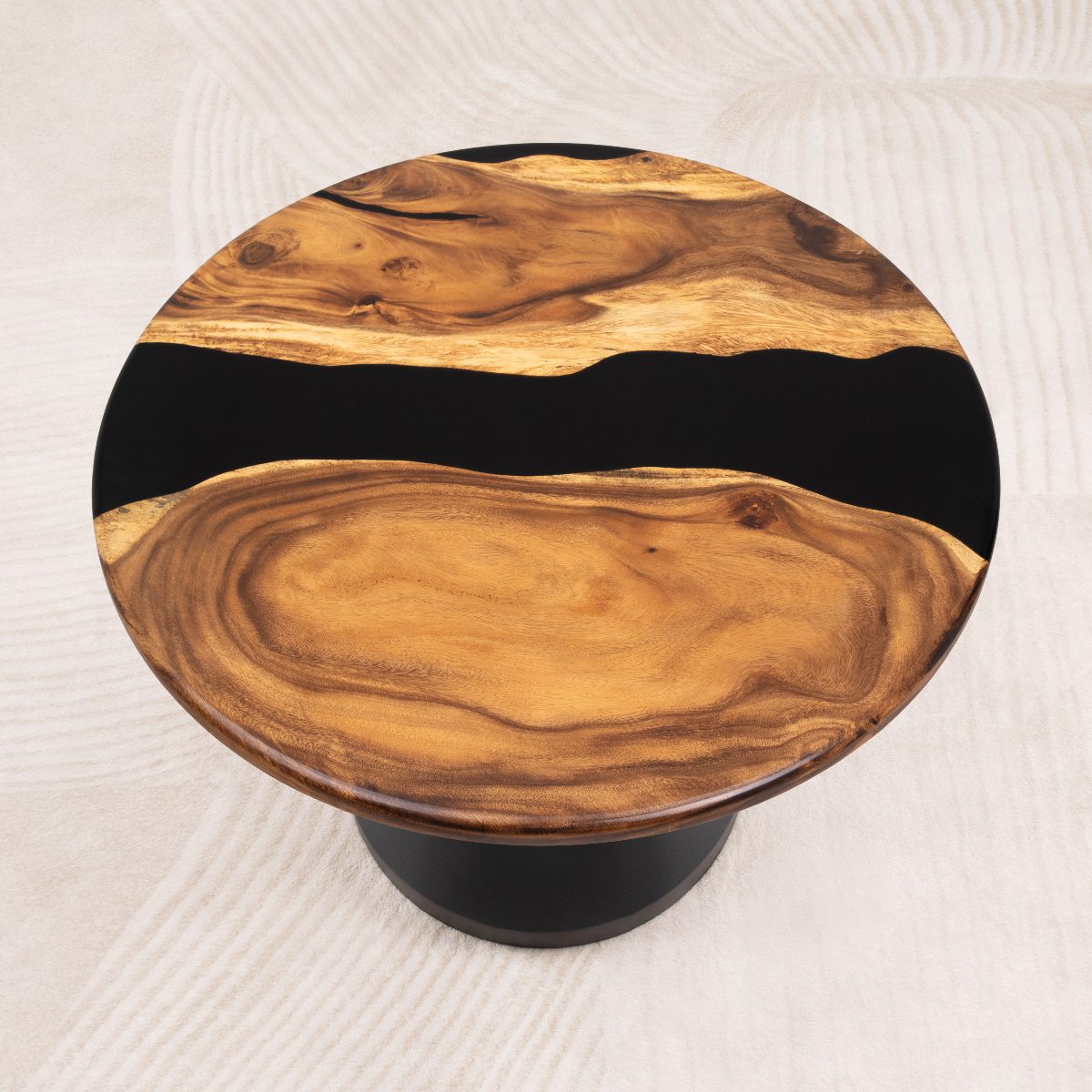 Round Black Epoxy Resin Table Top 35 Inches