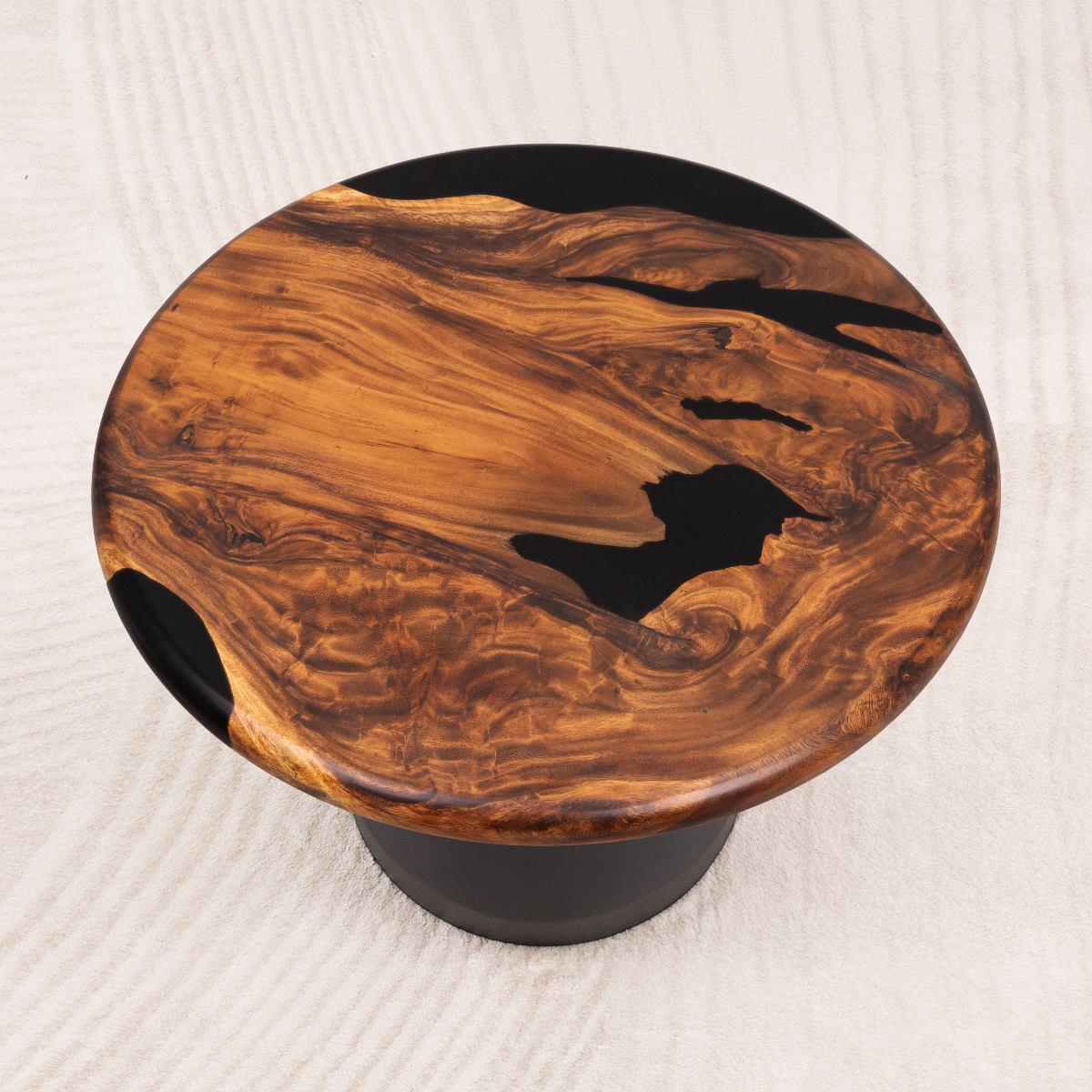 Round Black Epoxy River Table Top 23 Inches