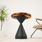 round black epoxy side table 15 inches