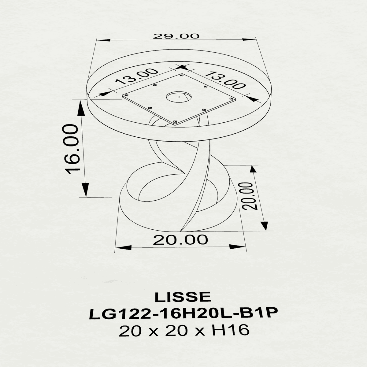 Round Coffee Table 29" with Spiral Base for Modern Home - 122 Lisse - SRU29 3D Drawings