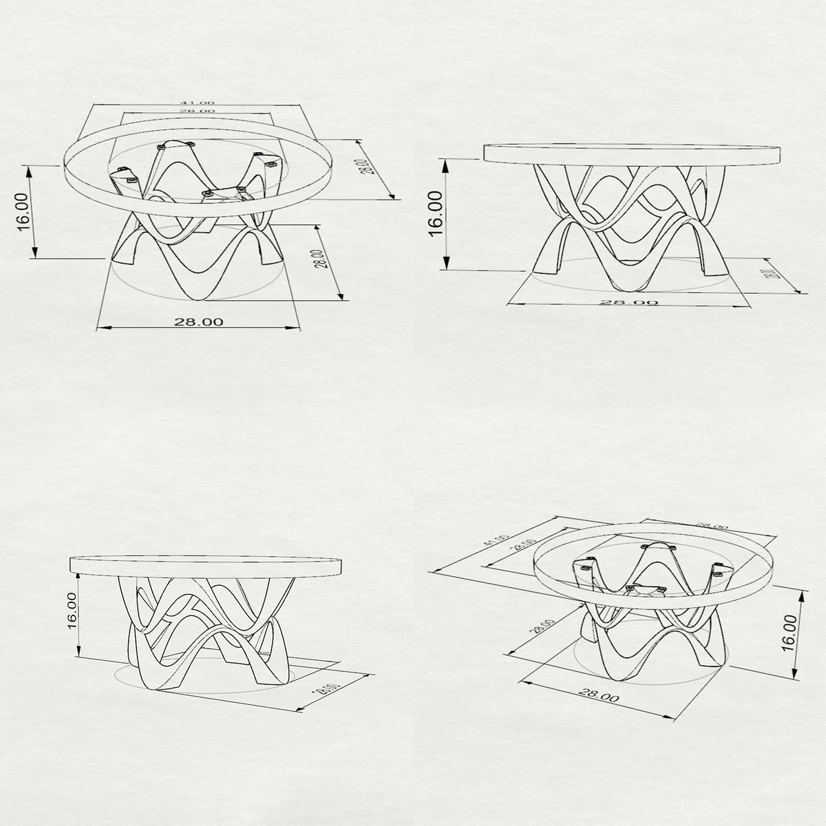 Round Coffee Table 35" for Modern Living Rooms and Studios - 118 Fonia - 3D Drawings