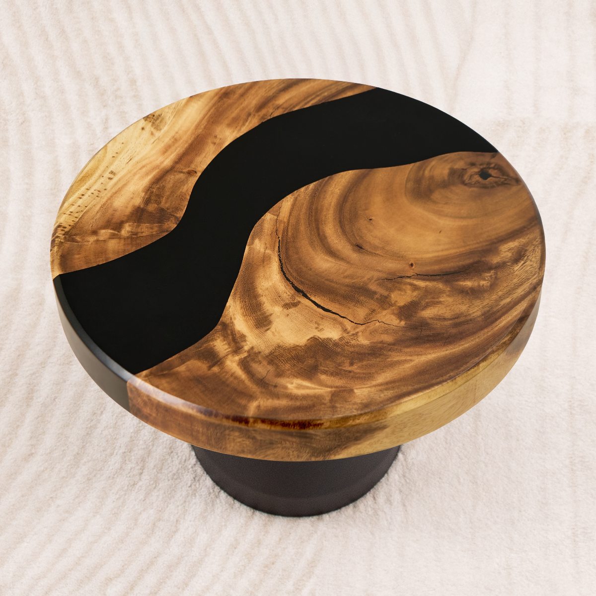 round epoxy resin end table 15 inches d