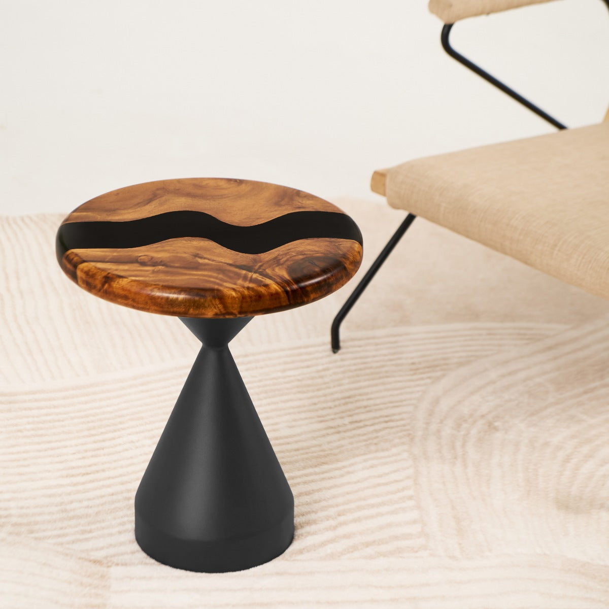 Round Black Epoxy Table Top 15 Inches