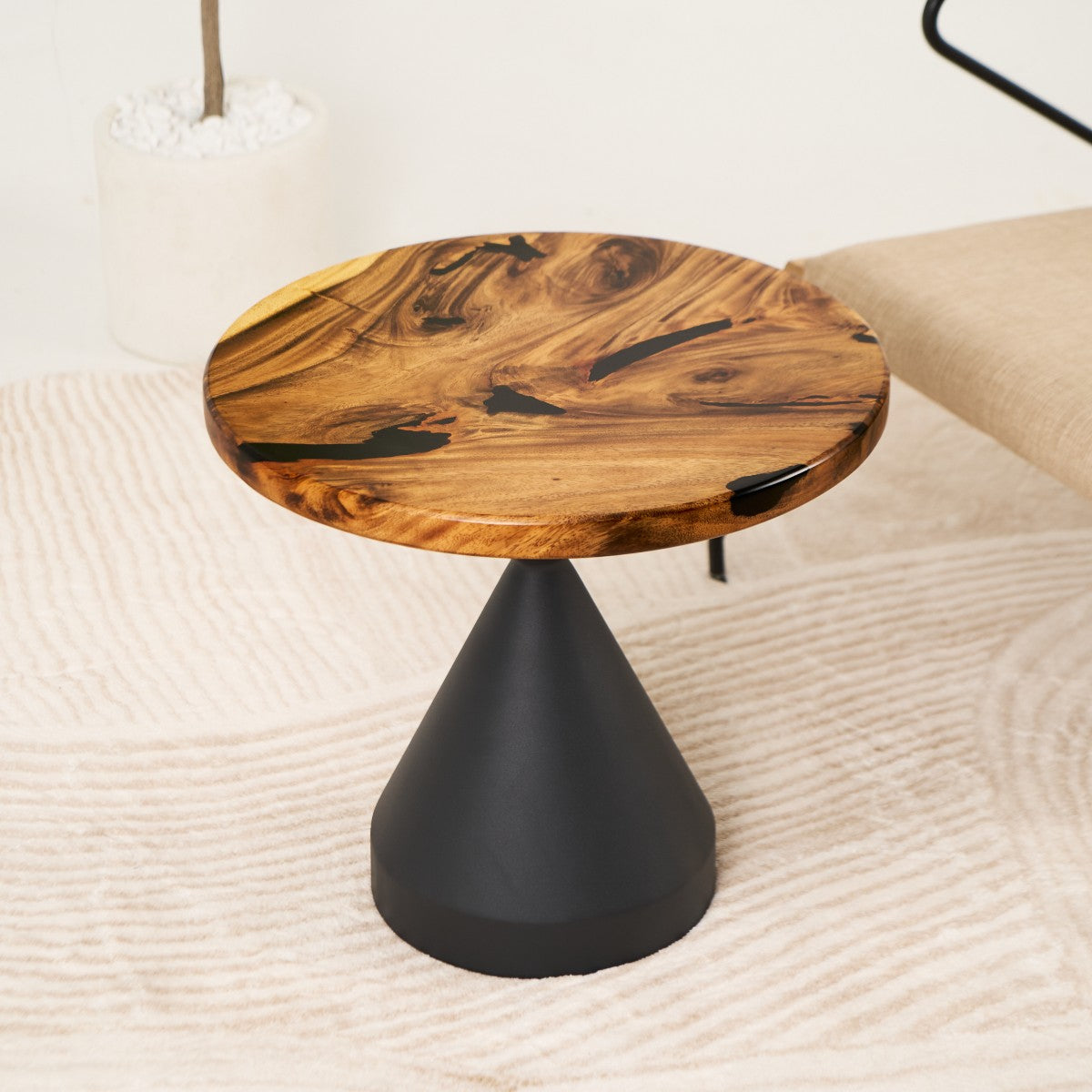 round black epoxy resin table top 19 inches 3