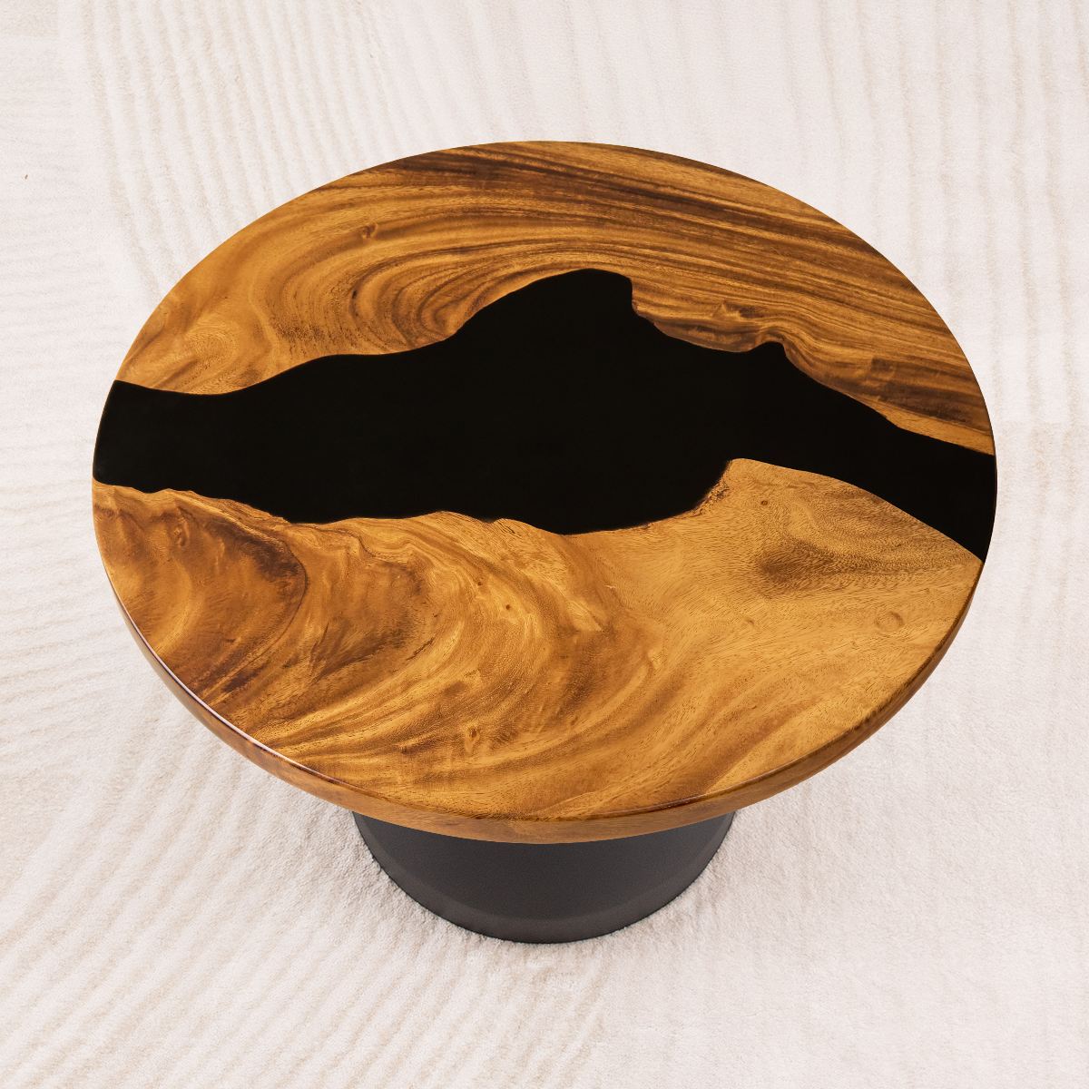 round epoxy table top 23 inches black resin - SRU23x1.4-04