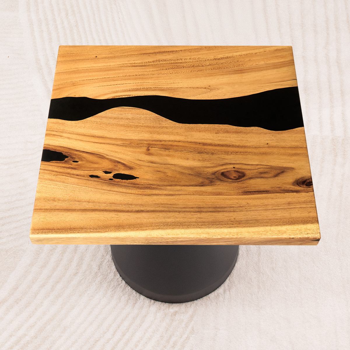 square black epoxy coffee table 23 inches d