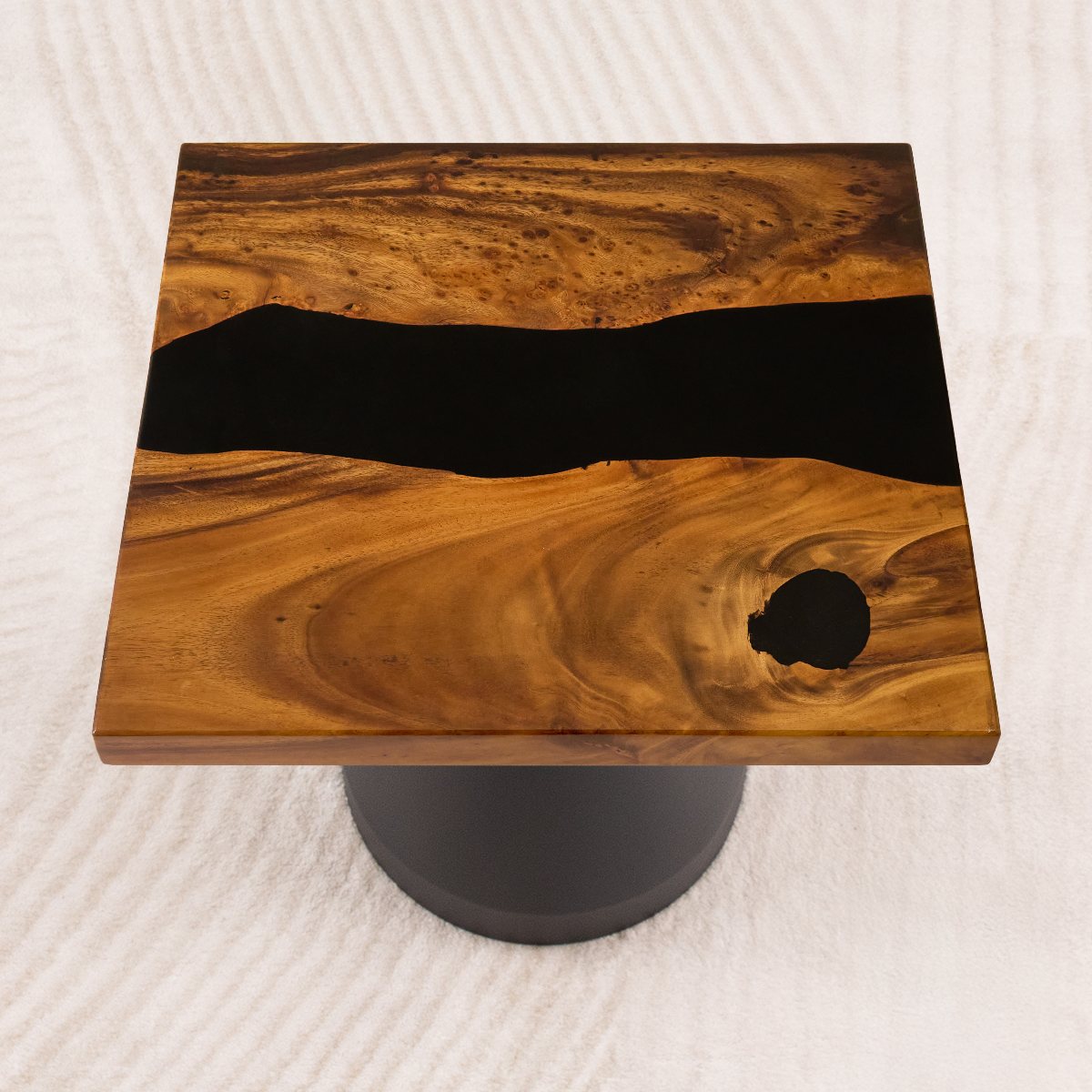 Square Black Epoxy Dining Table Top 19 Inches