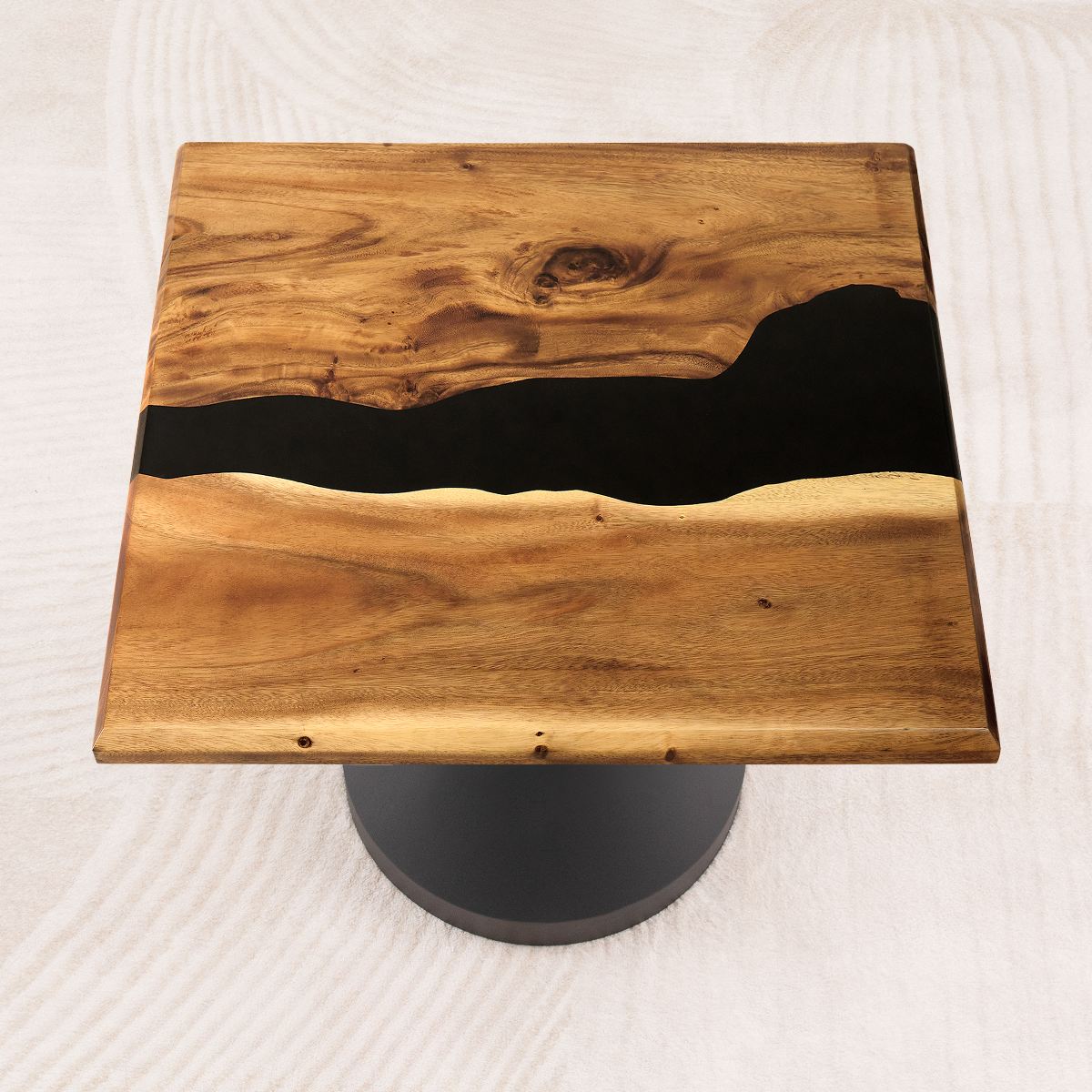 Square Black Epoxy Resin Table Top 29 Inches