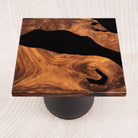 Square Black Epoxy River Table Top 23 Inches