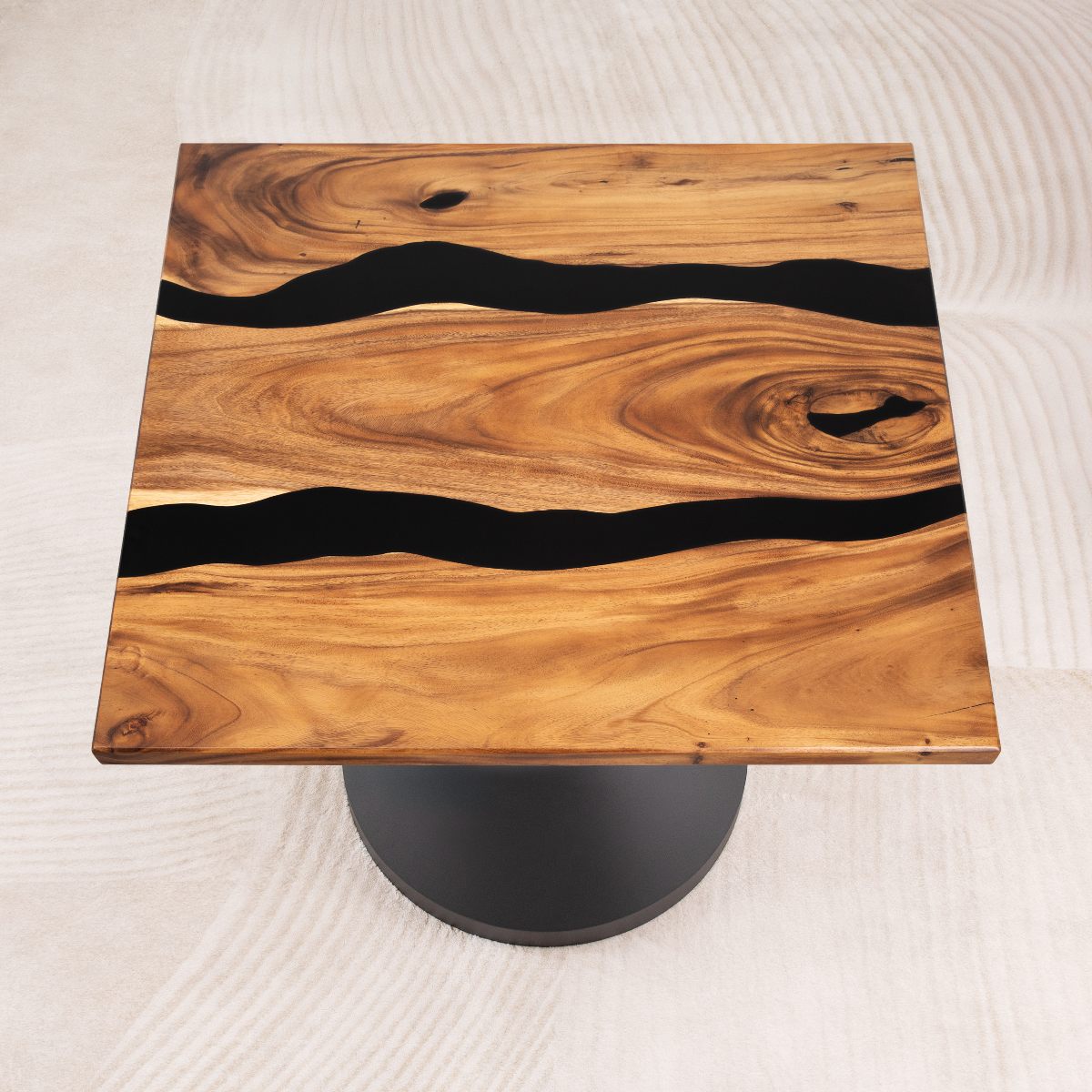 Square Black Epoxy Table Top 41 Inches