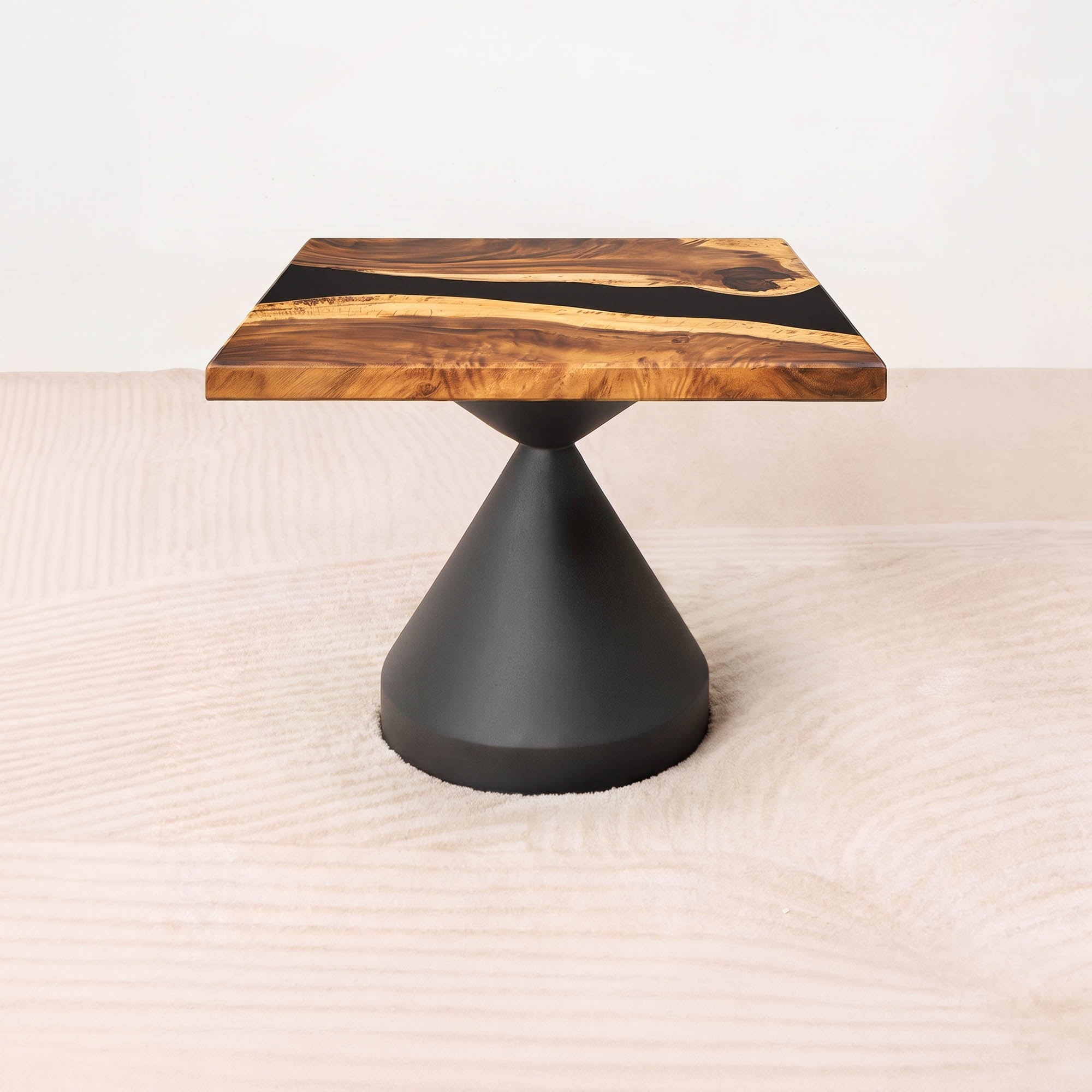 Square Handmade Wood Table with Black Epoxy 23" x 23" - SSQ23x23-223 - thumb