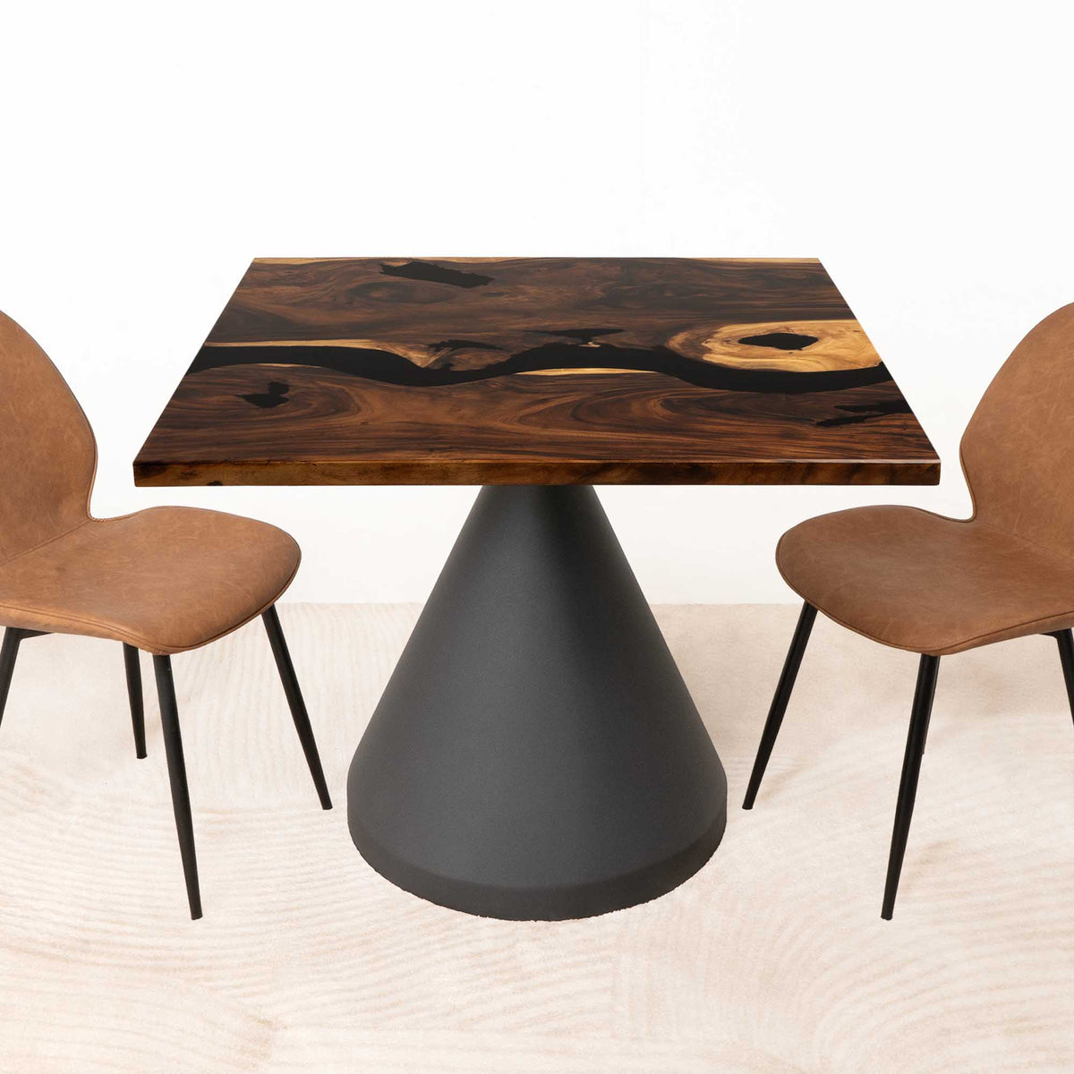 Square Black Epoxy Dining Table 41" x 41" SSQ41x41-007