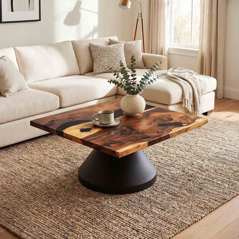 Square Wooden Epoxy Coffee Table 41" x 41" - SSQ41x41-291 - thumb