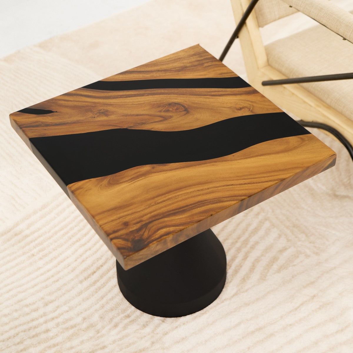 square epoxy resin side table 19 inches b