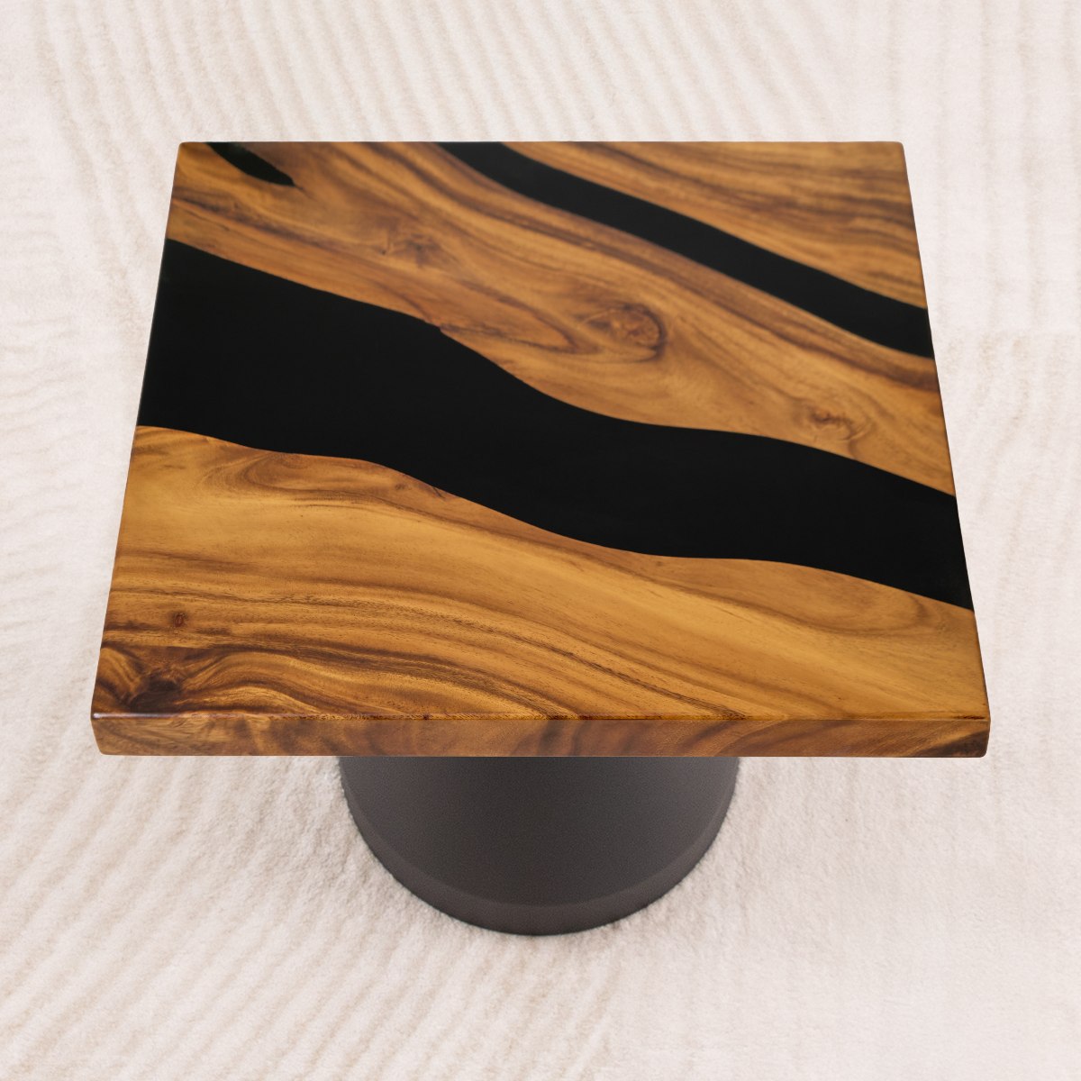 square epoxy resin side table 19 inches f