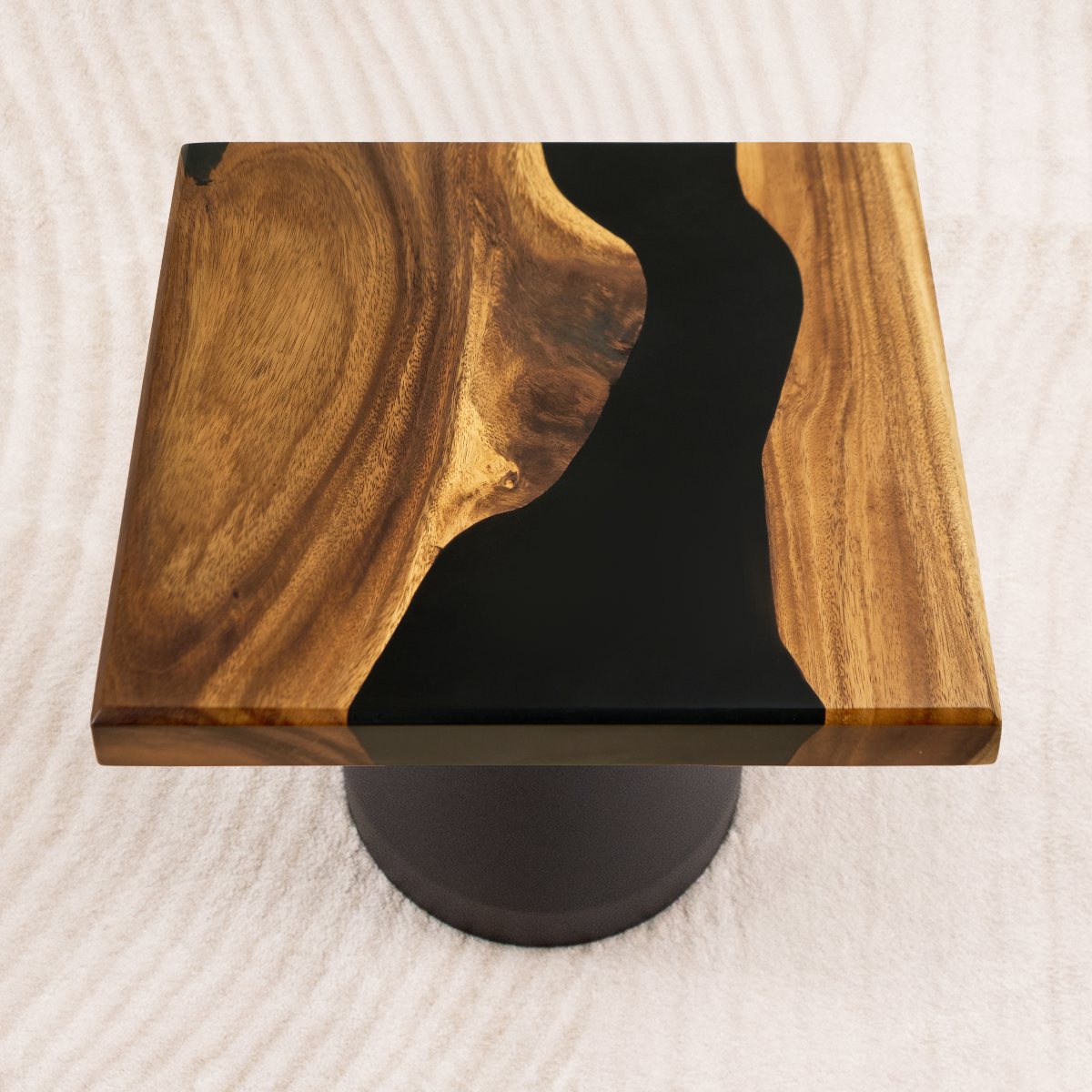 square black epoxy resin table top 15 inches d